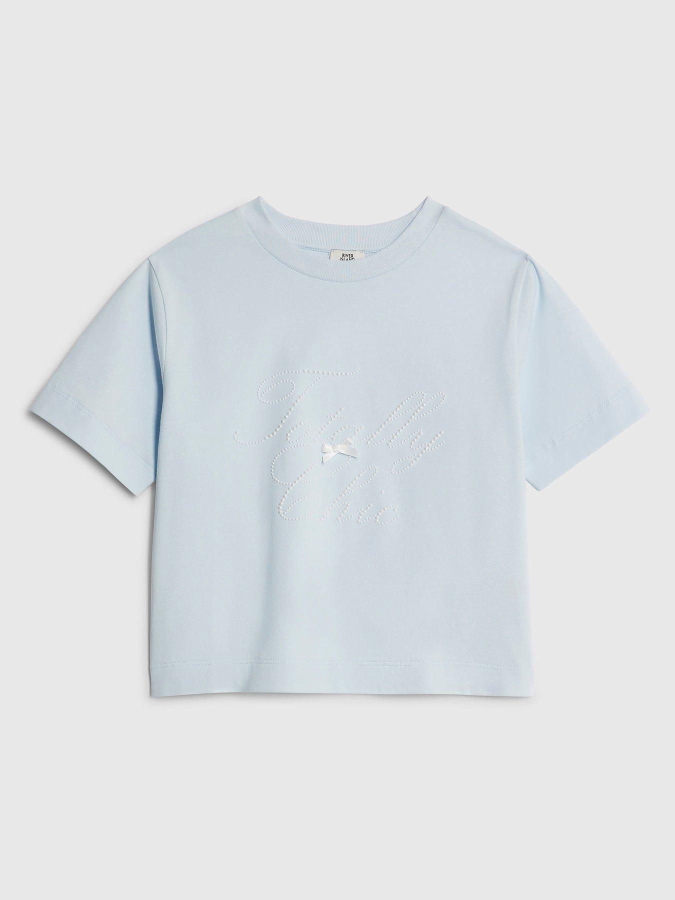 river-island-older-girls-pearl-totally-chic-t-shirt-blue