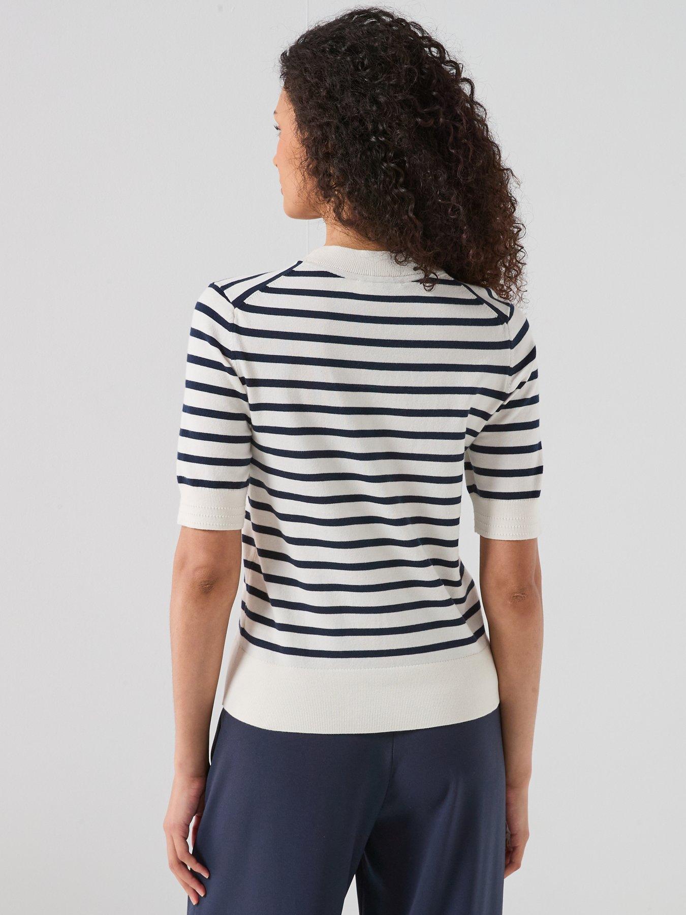 Image 2 of 6 of Tommy Hilfiger Short Sleeve Stripe Jumper - White