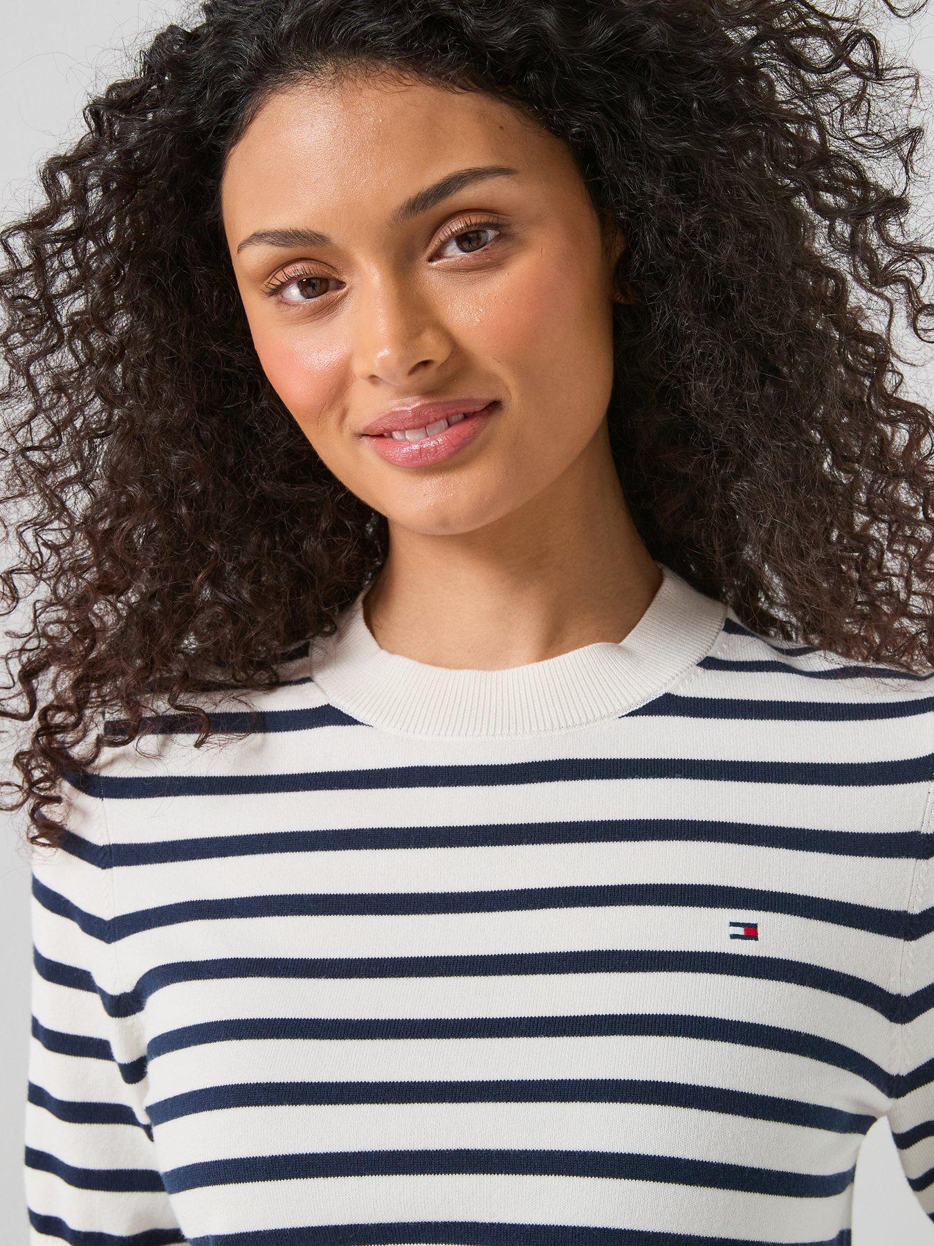 Image 5 of 6 of Tommy Hilfiger Short Sleeve Stripe Jumper - White