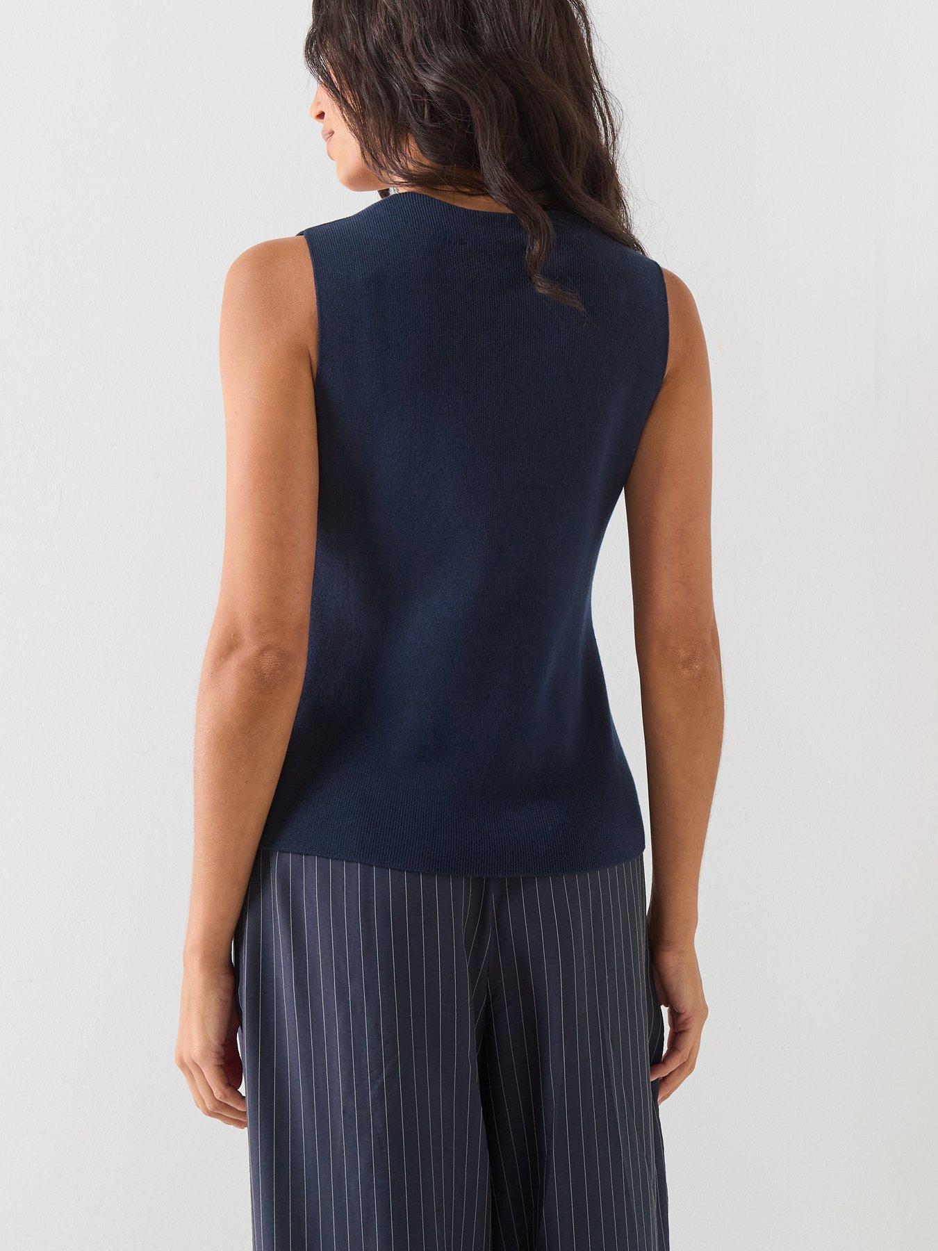 Image 2 of 6 of Tommy Hilfiger V Neck Button Through Vest - Navy