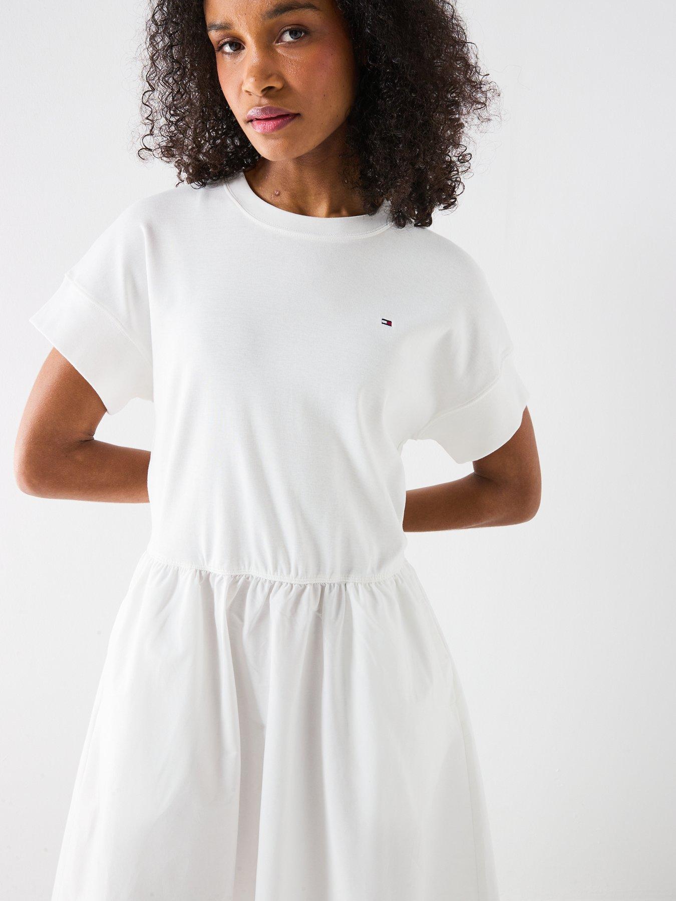 tommy-hilfiger-midi-short-sleeve-dress-whiteoutfit