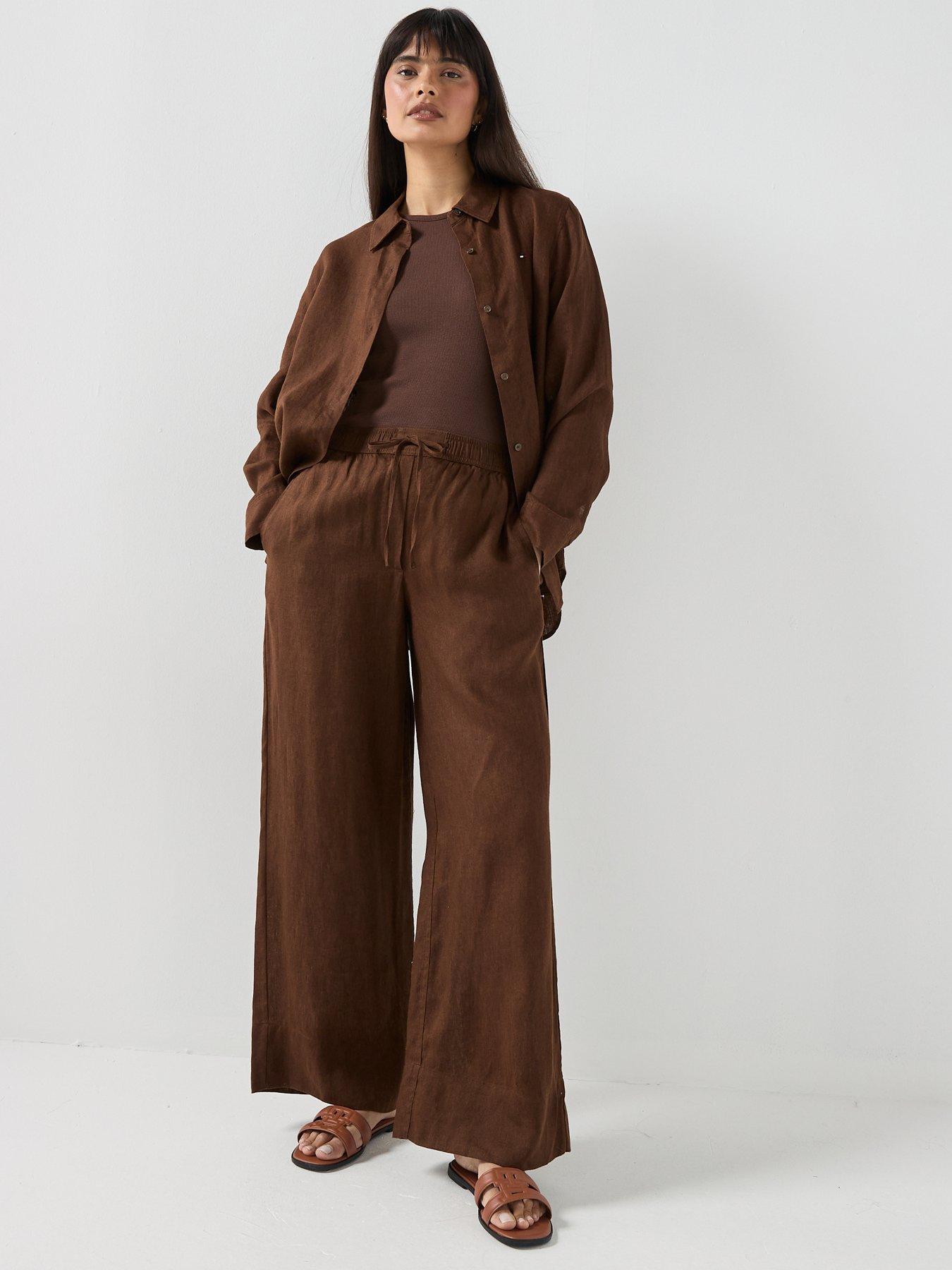 Image 3 of 6 of Tommy Hilfiger Ess Linen Relaxed Shirt - Brown