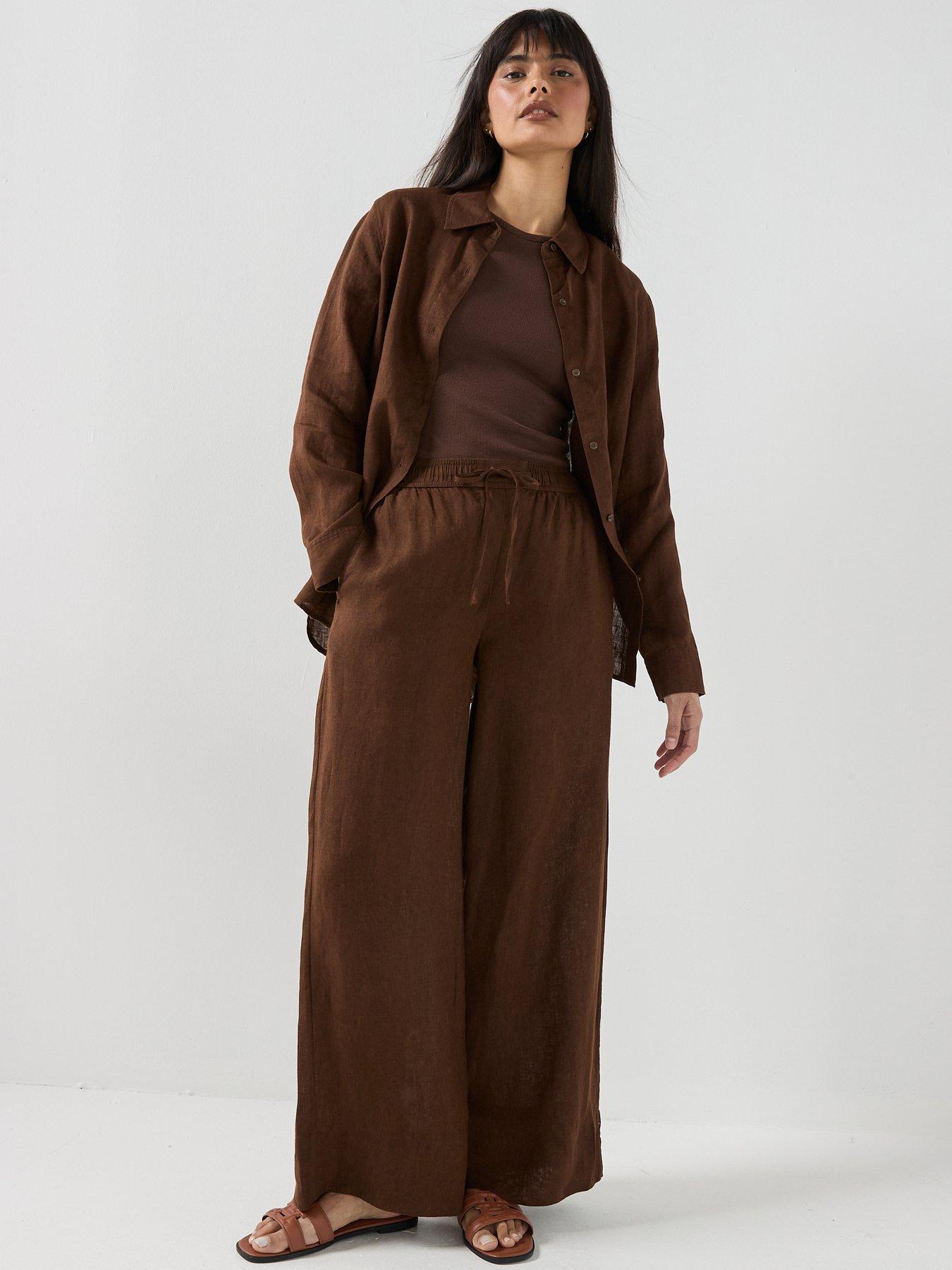 Image 6 of 6 of Tommy Hilfiger Ess Linen Relaxed Shirt - Brown