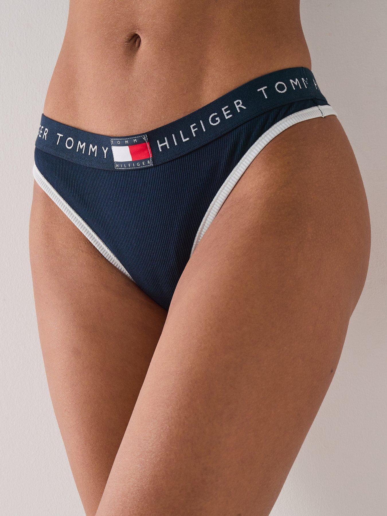 tommy-hilfiger-ribbed-thong-navyfront