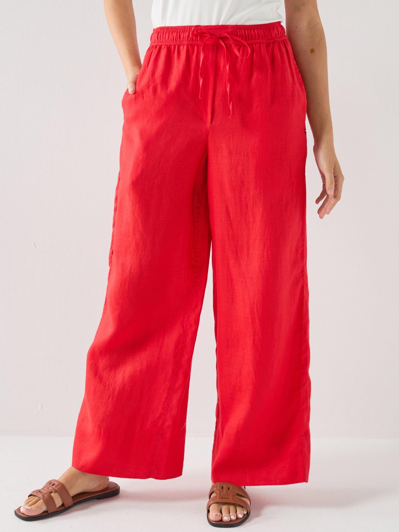 Tommy Hilfiger Linen Pull On Trouser - Orange