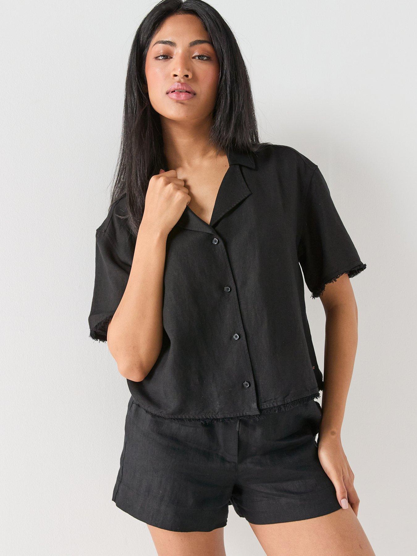 Image 1 of 4 of Tommy Hilfiger Frayed Linen Relaxed Shirt