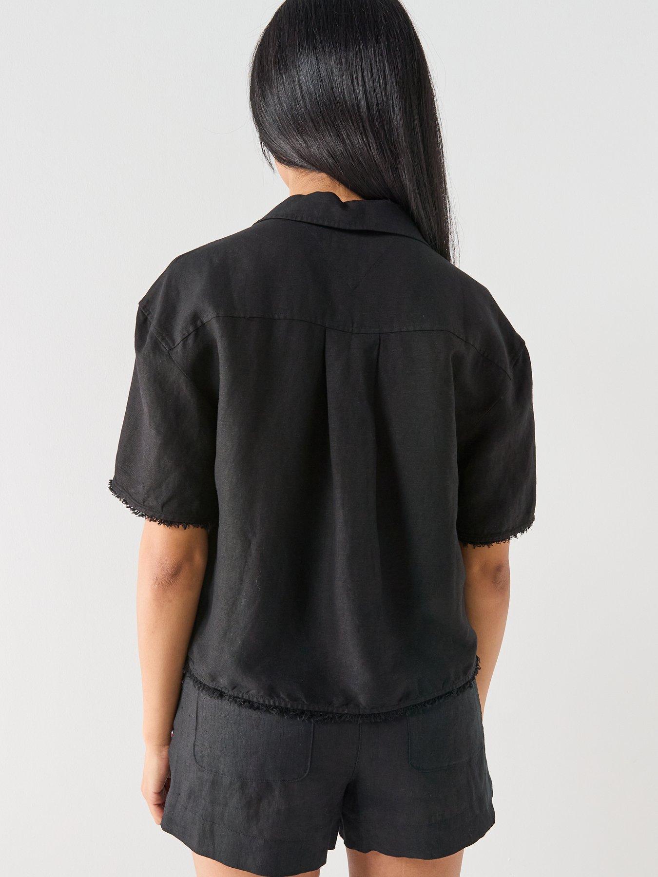 Image 2 of 4 of Tommy Hilfiger Frayed Linen Relaxed Shirt