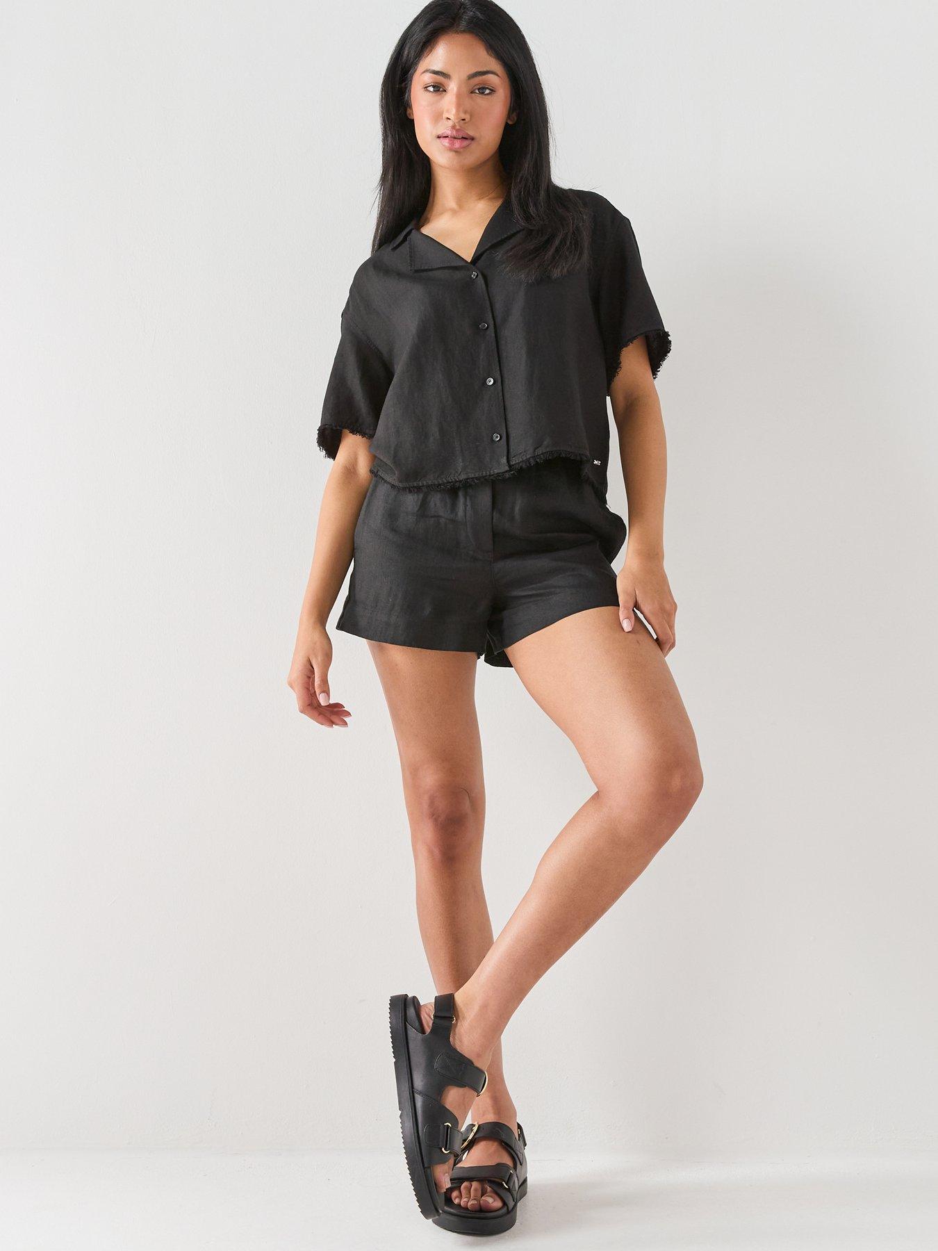 Image 3 of 4 of Tommy Hilfiger Frayed Linen Relaxed Shirt