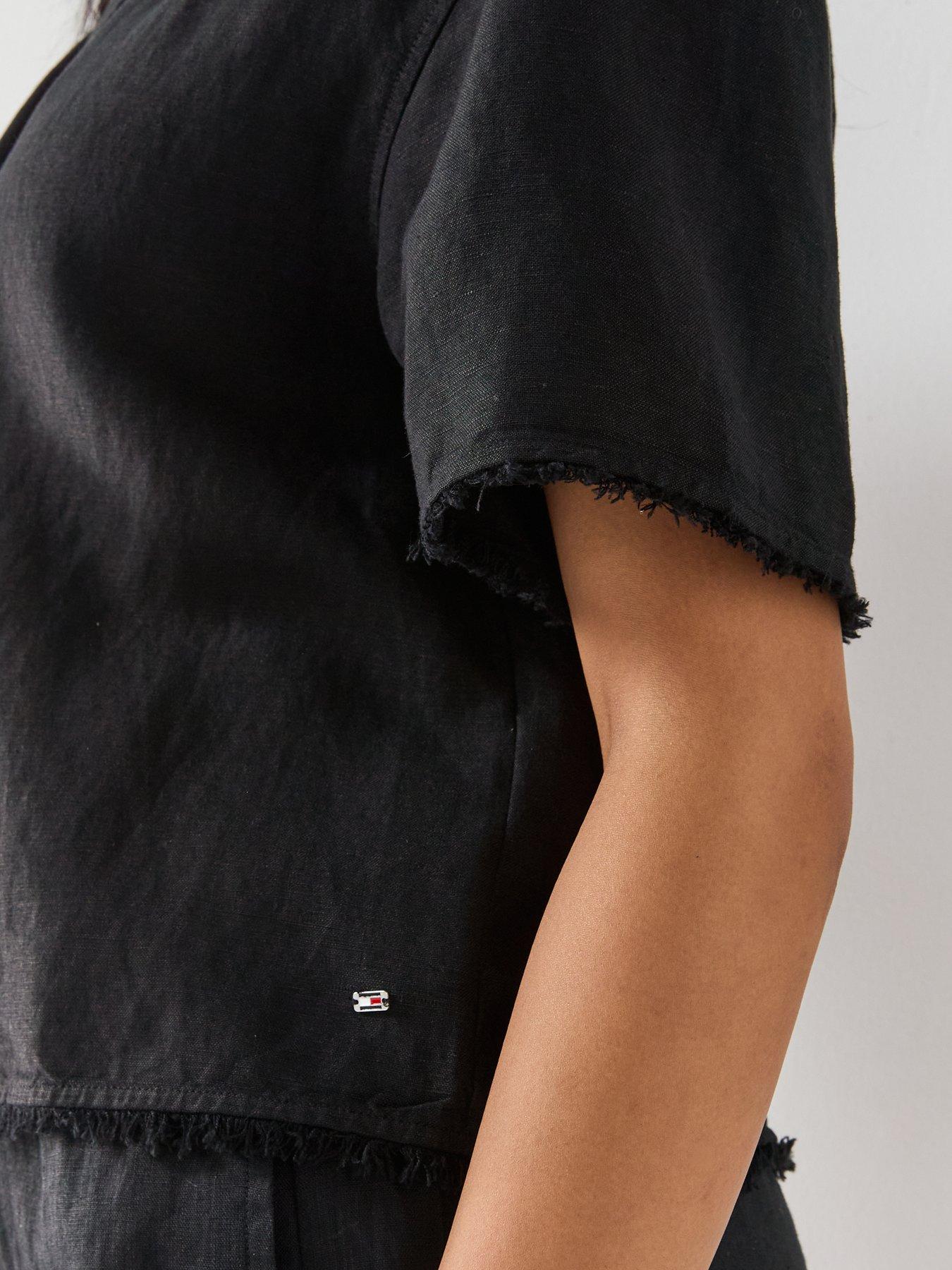 Image 4 of 4 of Tommy Hilfiger Frayed Linen Relaxed Shirt