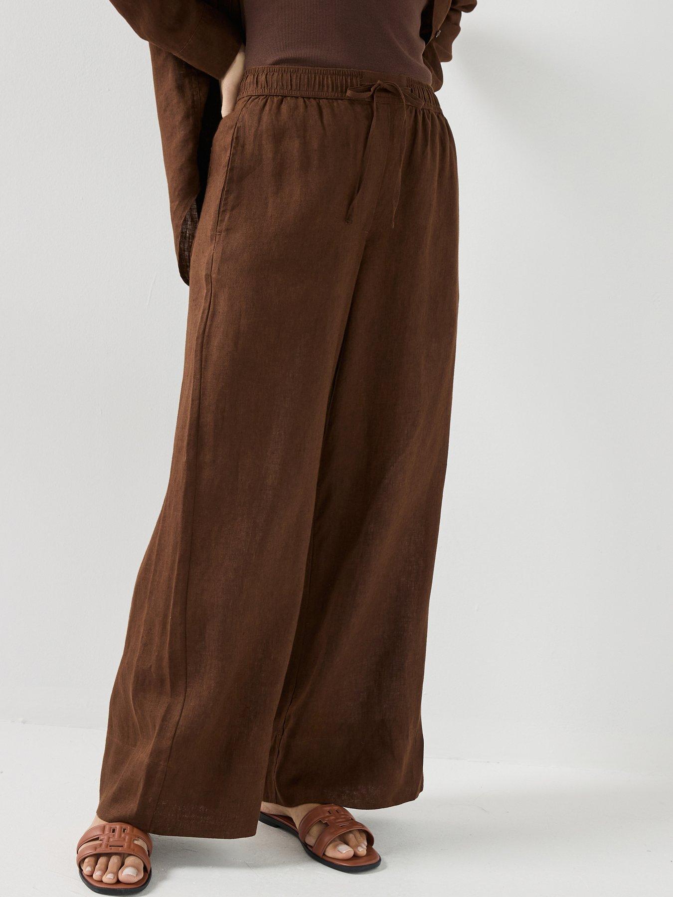 tommy-hilfiger-ess-linen-pull-on-pants-brownfront