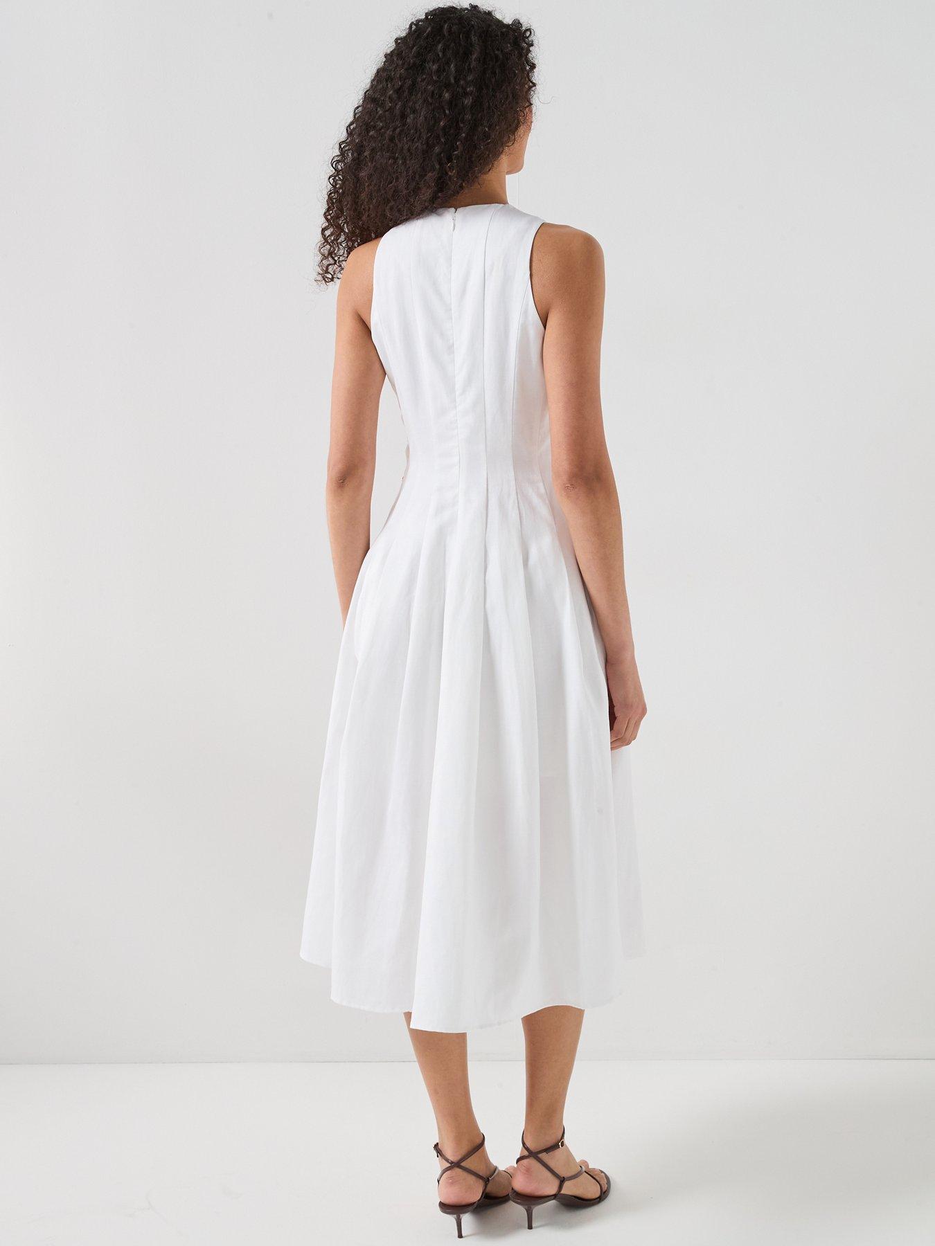 Image 2 of 6 of Tommy Hilfiger LINEN BLEND HOURGLASS MIDI DRS