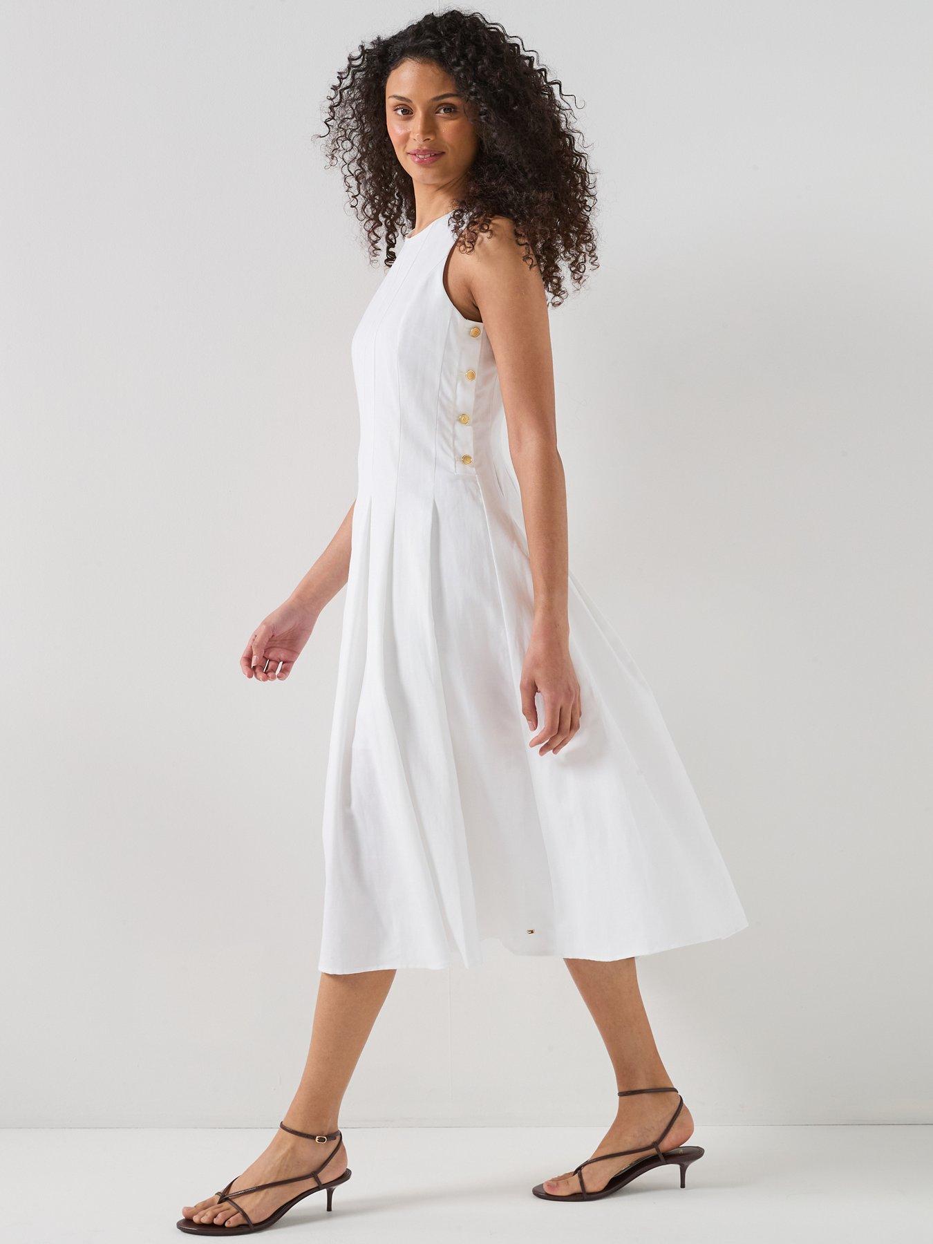 Image 3 of 6 of Tommy Hilfiger LINEN BLEND HOURGLASS MIDI DRS