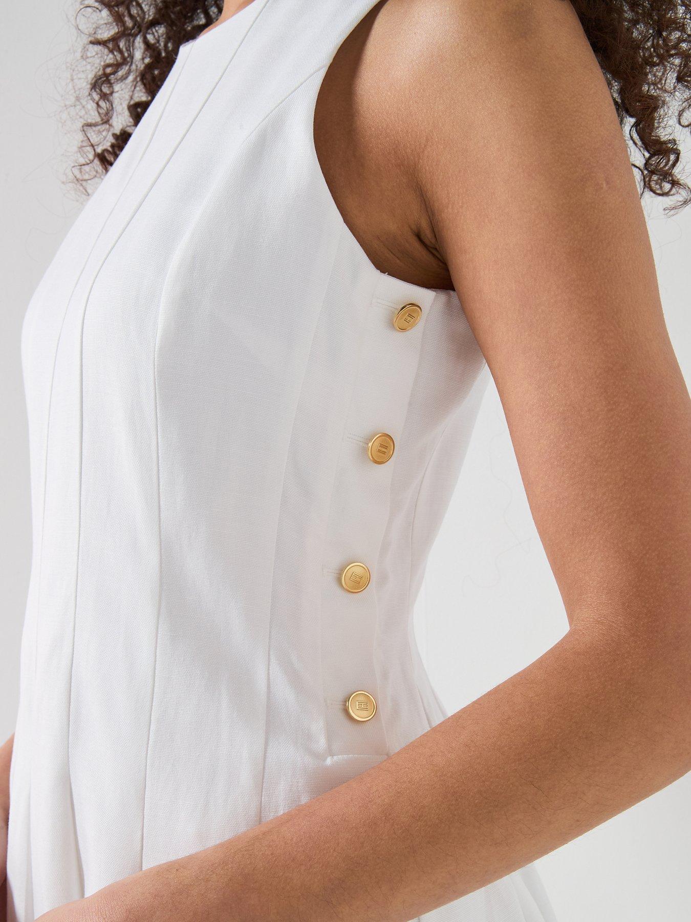 Image 6 of 6 of Tommy Hilfiger LINEN BLEND HOURGLASS MIDI DRS