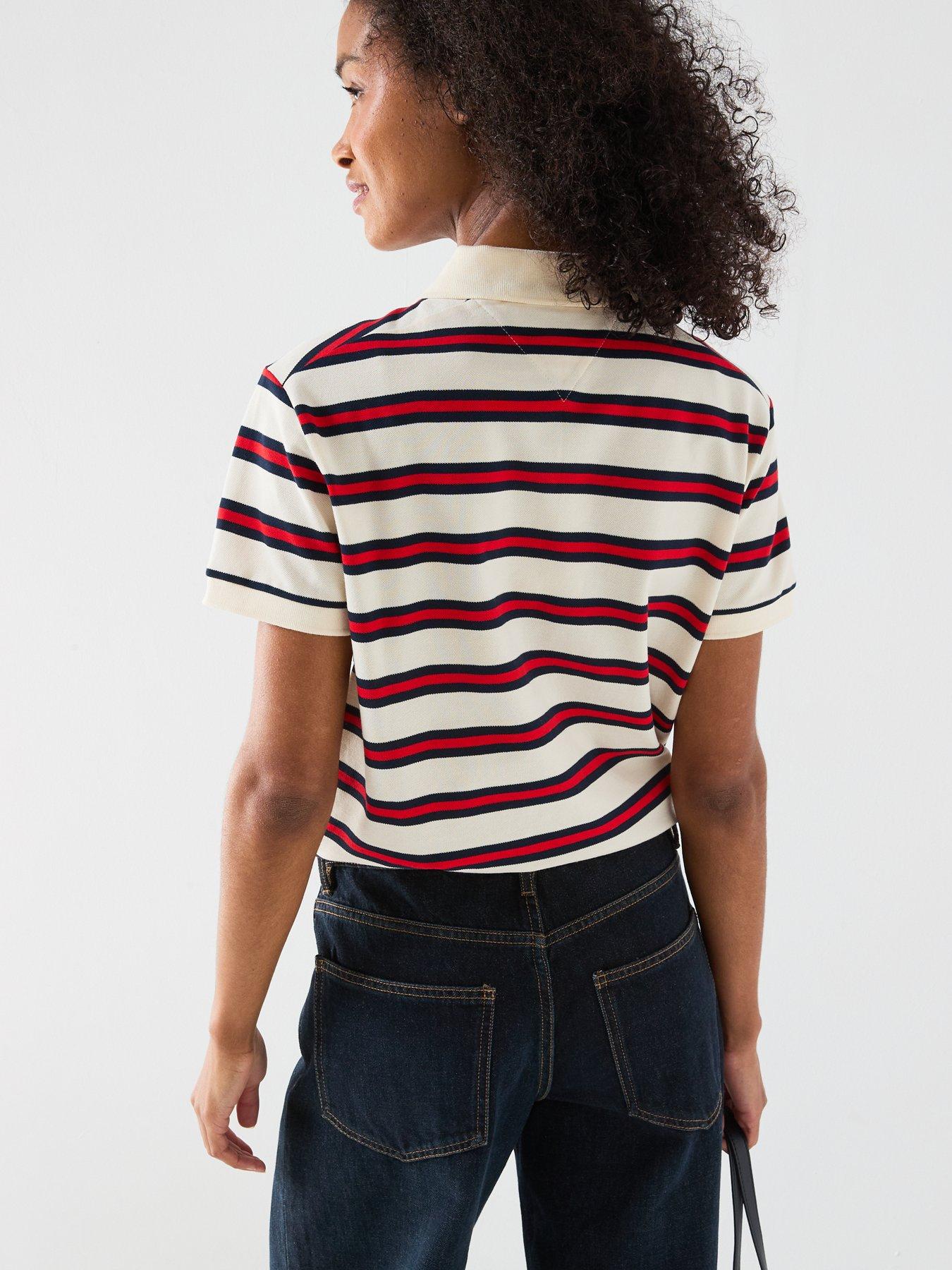 tommy-hilfiger-striped-modern-short-sleeve-polo-top-orangestillFront