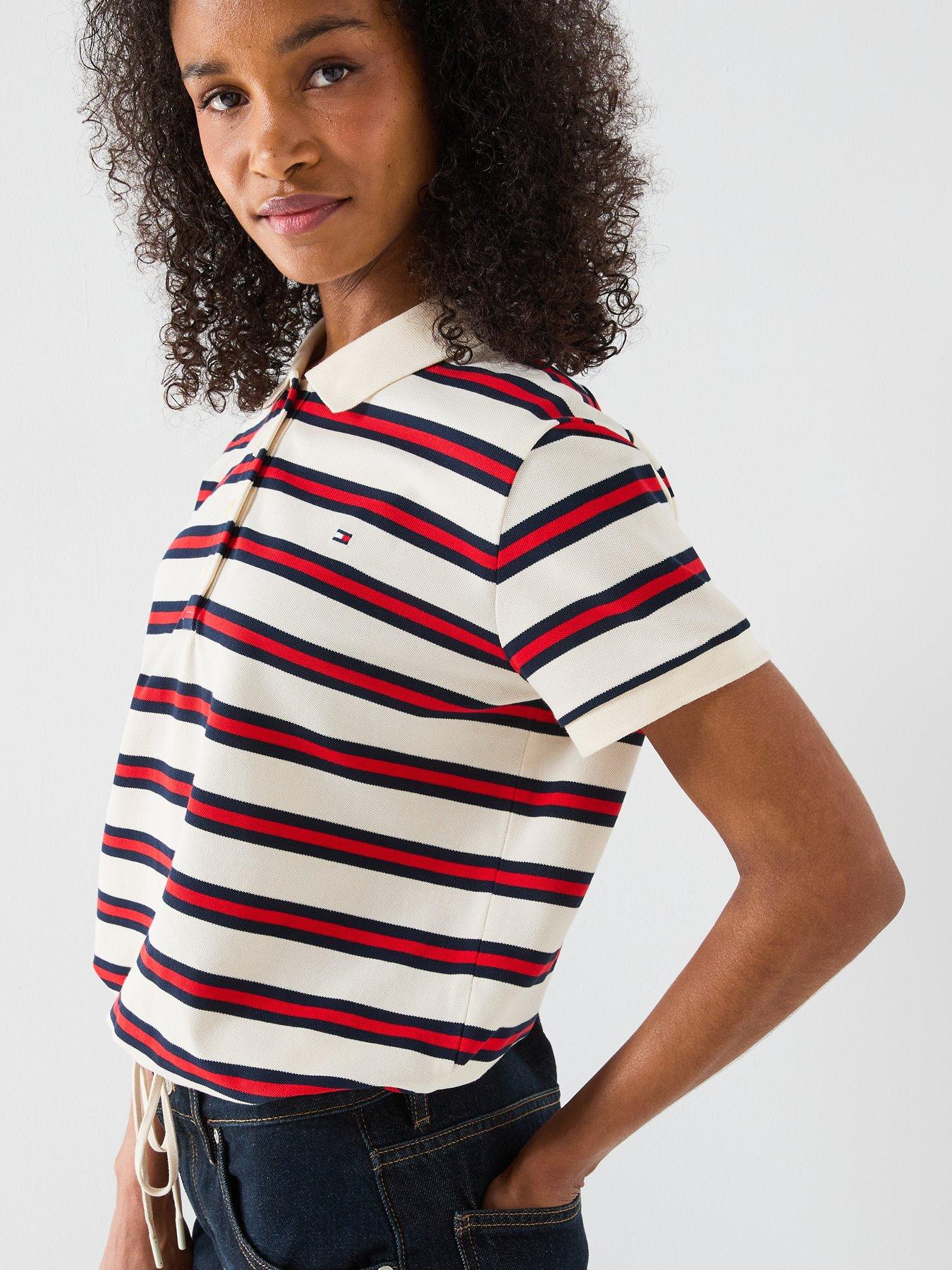 tommy-hilfiger-striped-modern-short-sleeve-polo-top-orangeoutfit