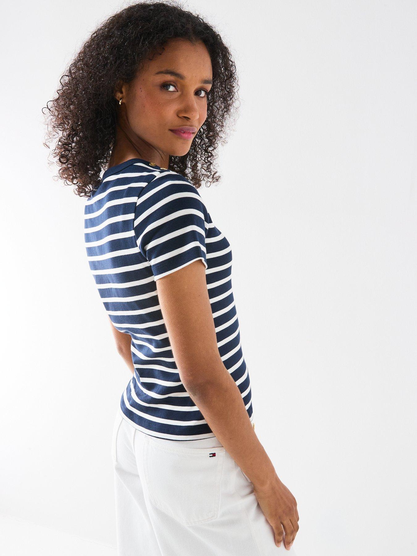tommy-hilfiger-gold-button-short-sleeve-t-shirt-blue-stripestillFront