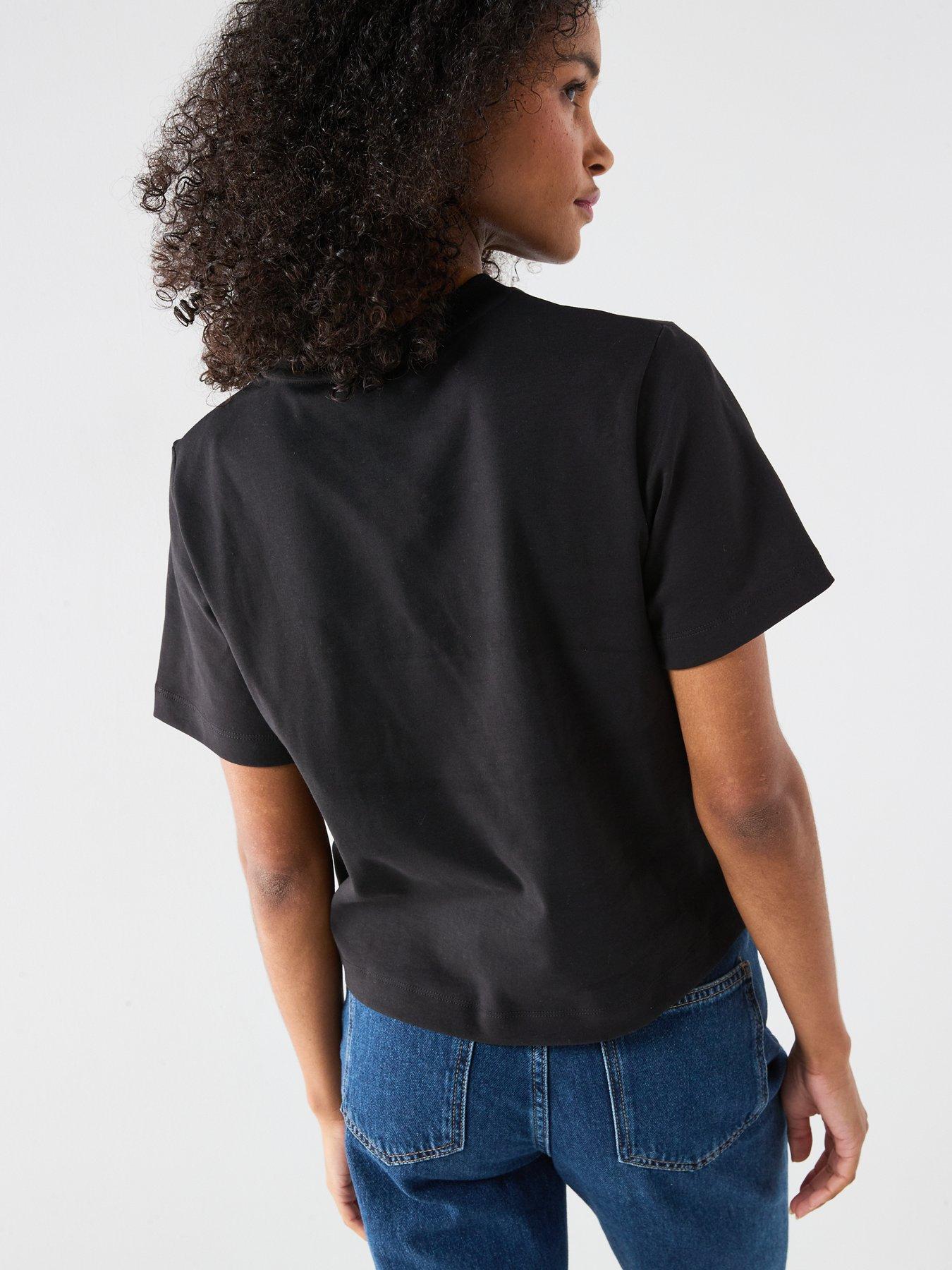 Image 2 of 5 of Tommy Hilfiger Boxy Interlock Crew Neck T-Shirt - Black