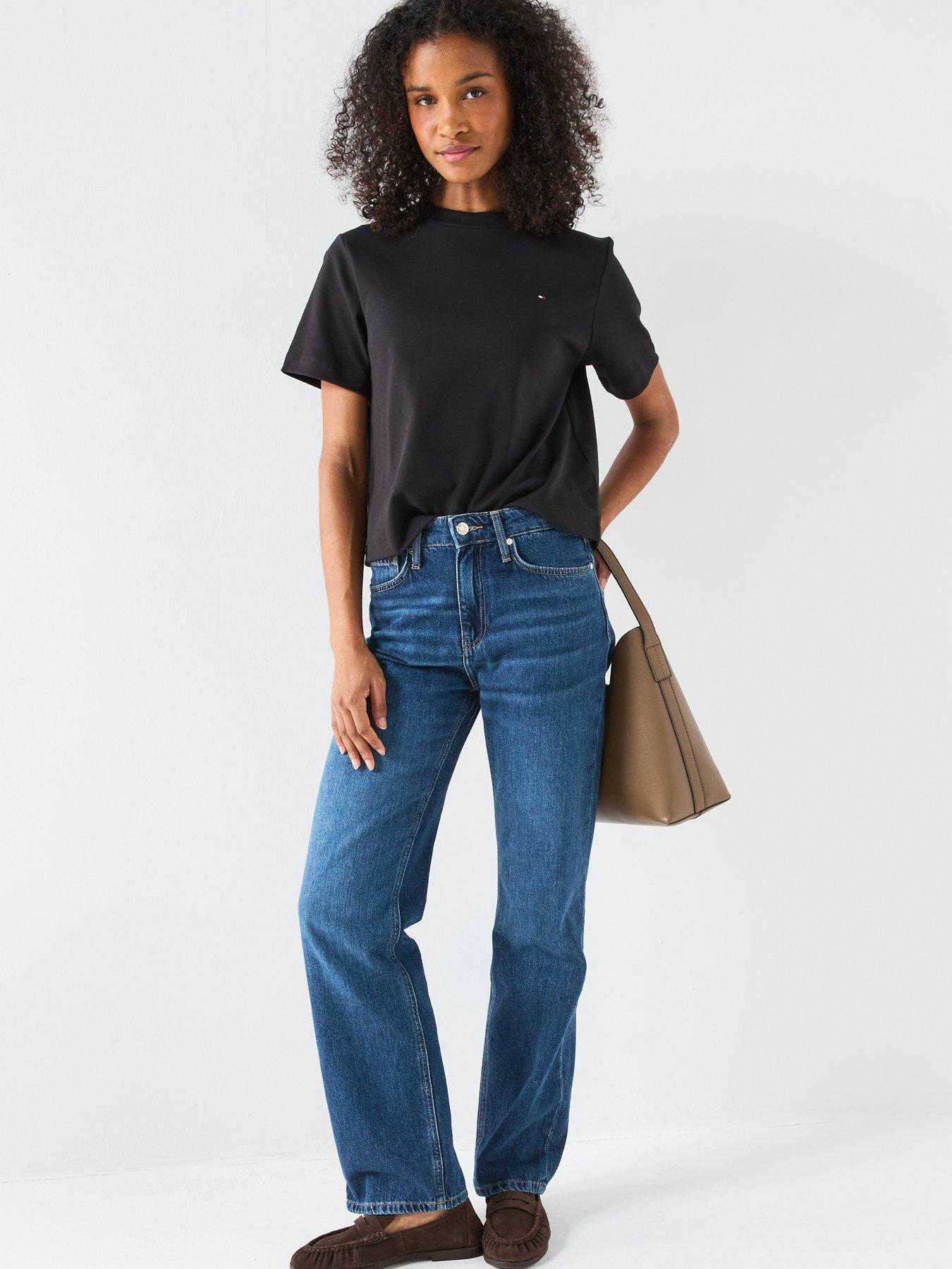 Image 3 of 5 of Tommy Hilfiger Boxy Interlock Crew Neck T-Shirt - Black