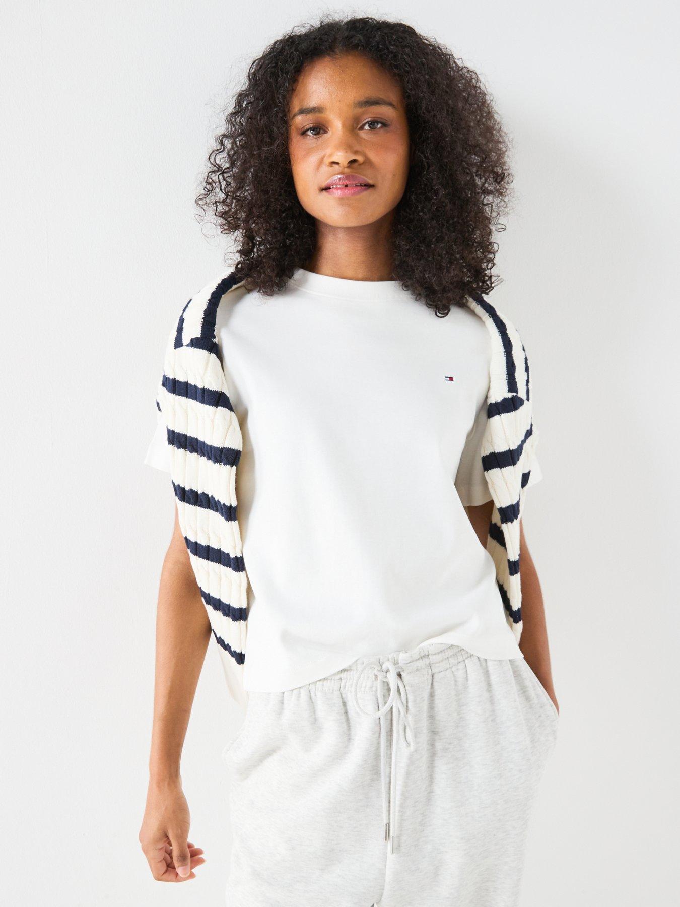 Tommy Hilfiger Boxy Interlock Crew Neck T-Shirt - White