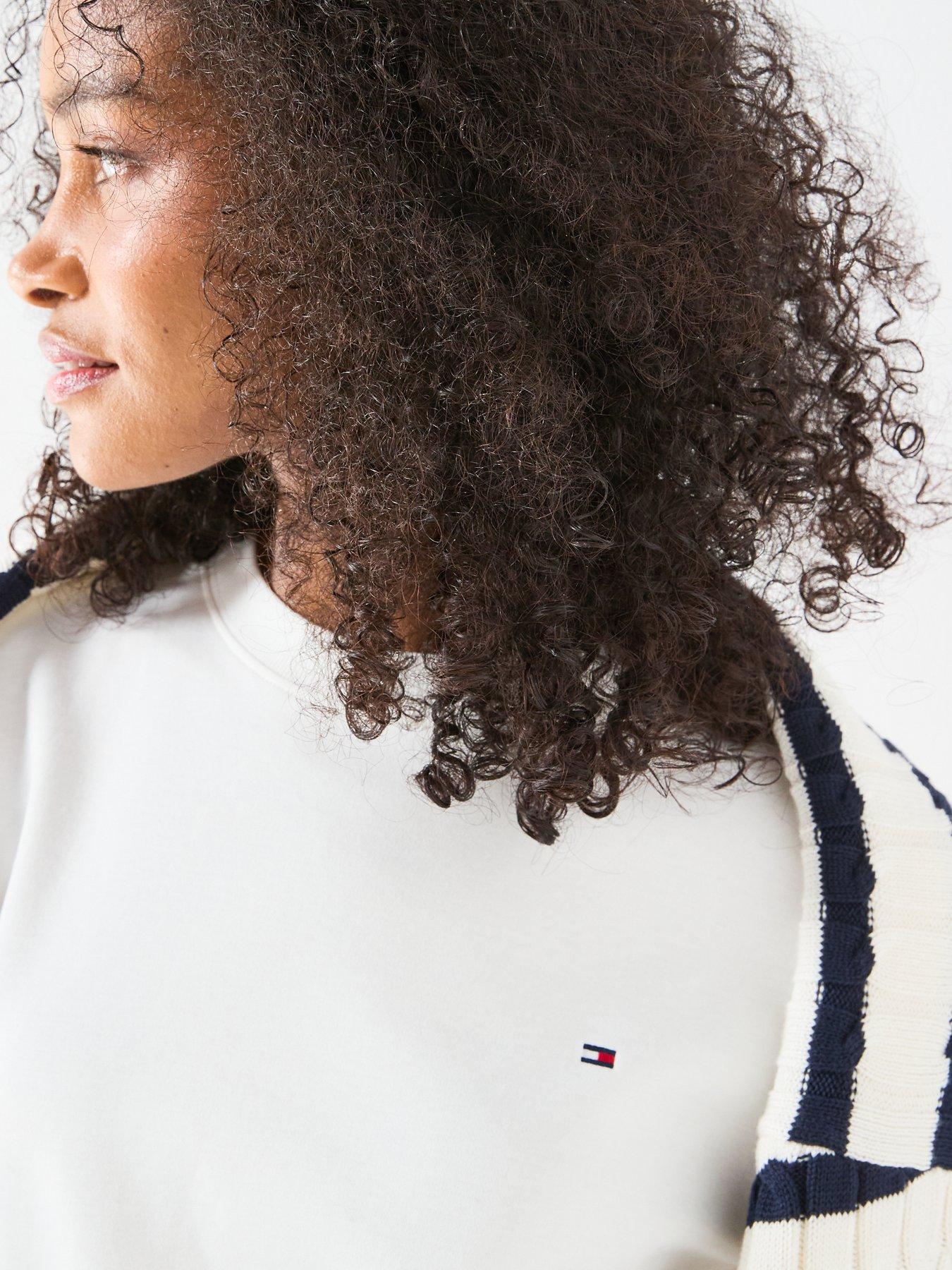 Image 3 of 5 of Tommy Hilfiger Boxy Interlock Crew Neck T-Shirt - White