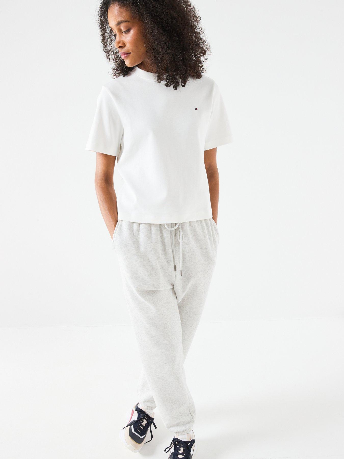Image 5 of 5 of Tommy Hilfiger Boxy Interlock Crew Neck T-Shirt - White
