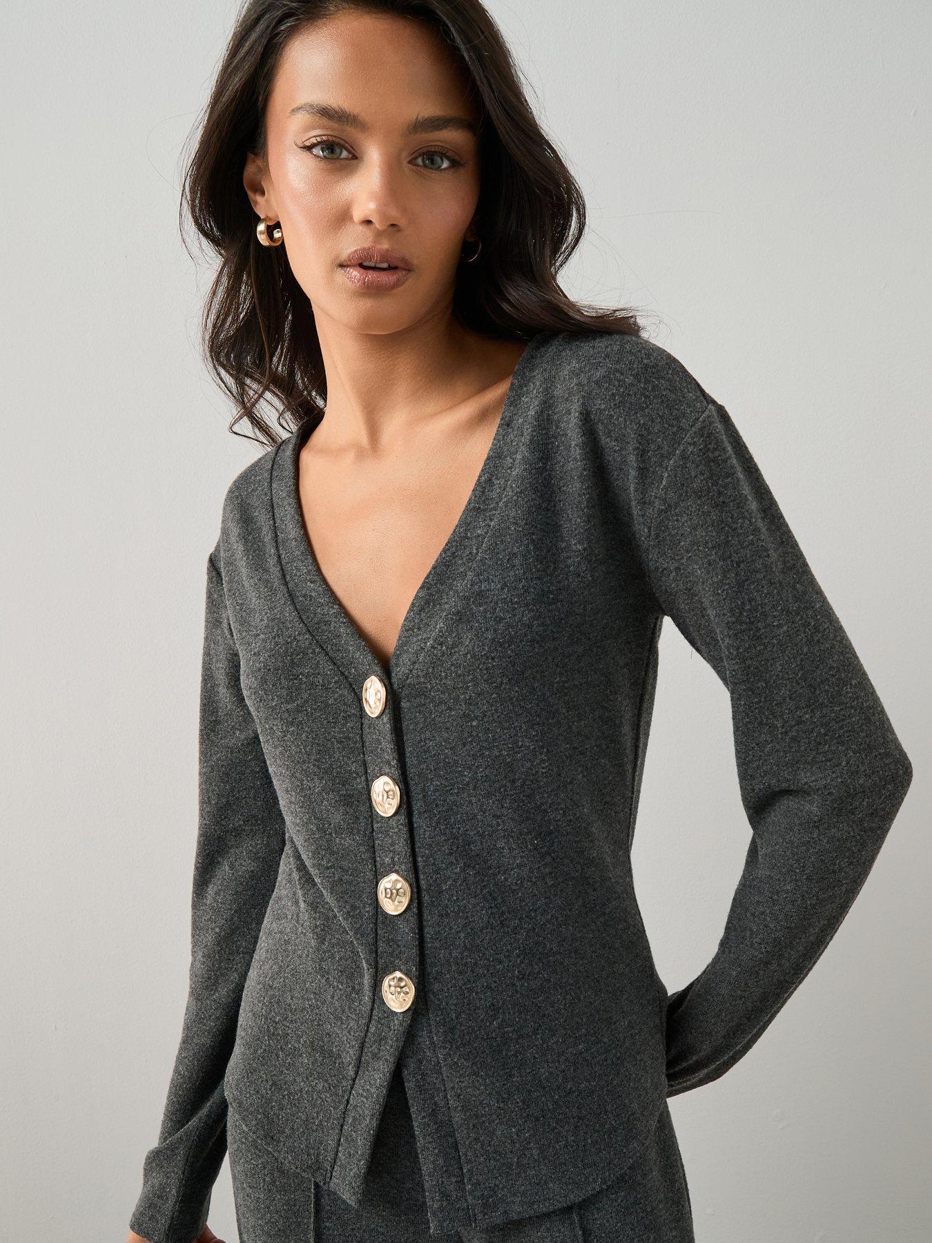 the-very-collection-button-up-long-sleeve-soft-touch-top-co-ord-charcoalfront