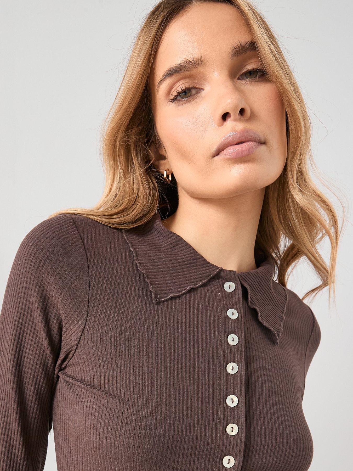 the-very-collection-long-sleeve-collar-frill-detail-top-brownoutfit