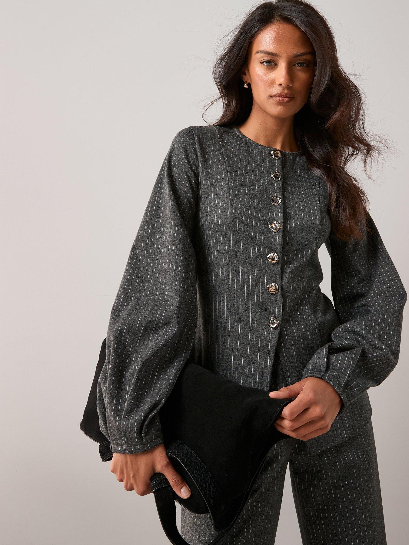 the-very-collection-button-up-long-sleeve-top-co-ord-greyfront