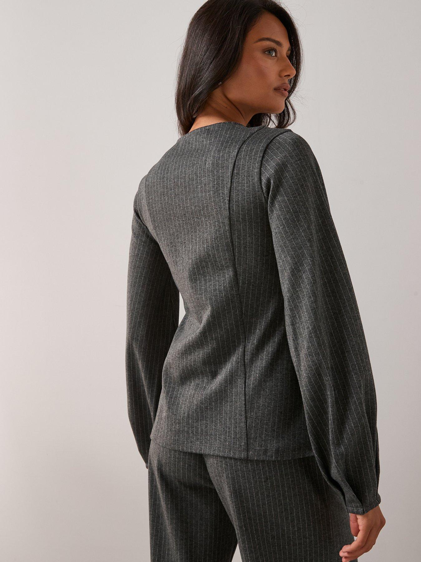 the-very-collection-button-up-long-sleeve-top-co-ord-greystillFront