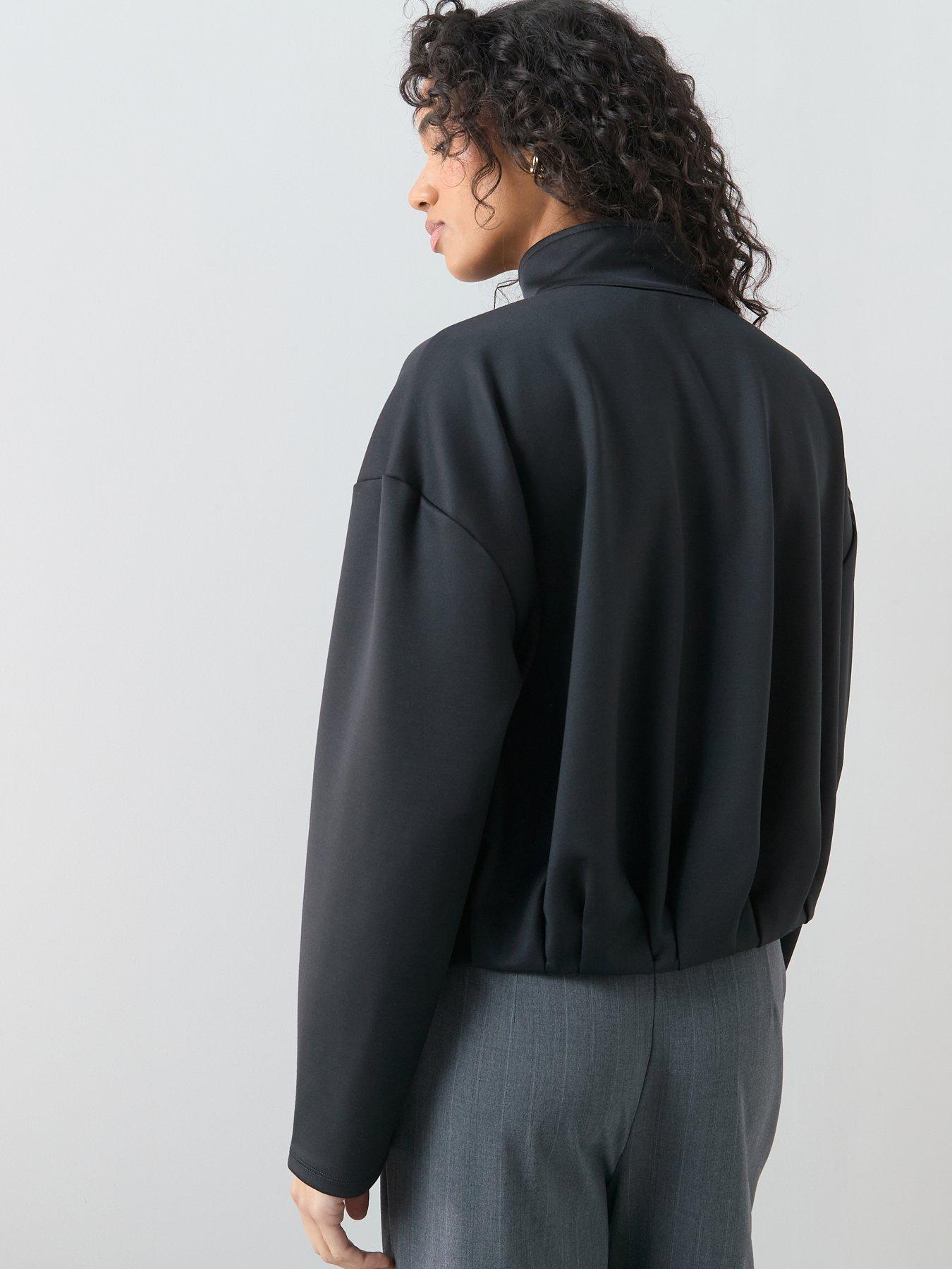 the-very-collection-zip-up-funnel-neck-bubble-hem-jacket-blackstillFront
