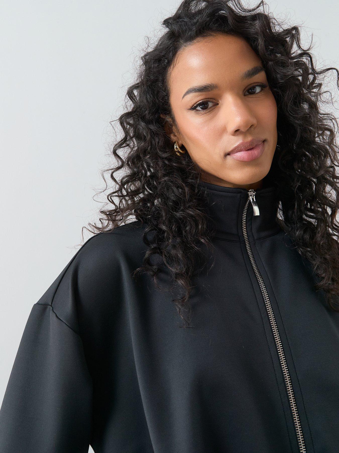 the-very-collection-zip-up-funnel-neck-bubble-hem-jacket-blackoutfit