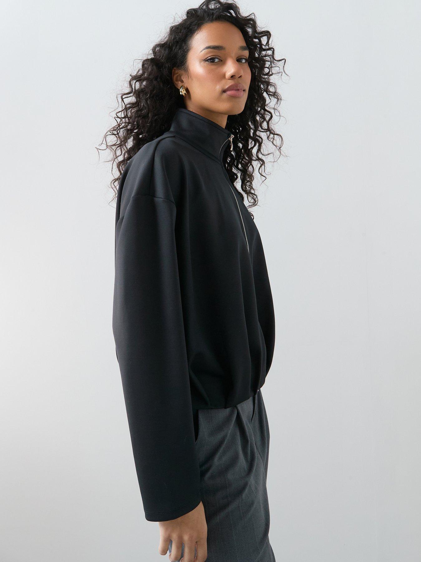 the-very-collection-zip-up-funnel-neck-bubble-hem-jacket-blackdetail