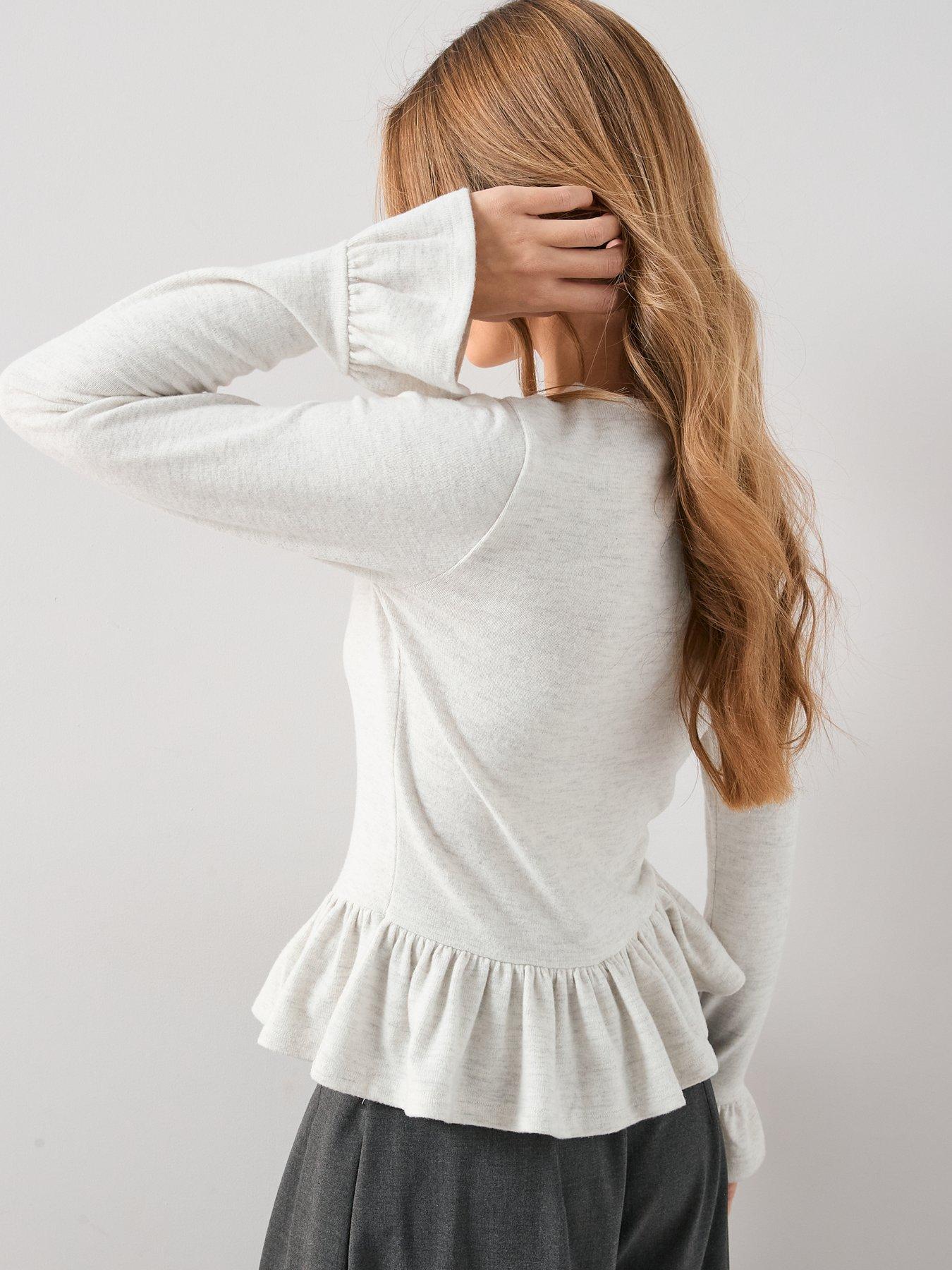 Image 2 of 6 of The Very Collection Peplum Long Sleeve Top - Oatmeal