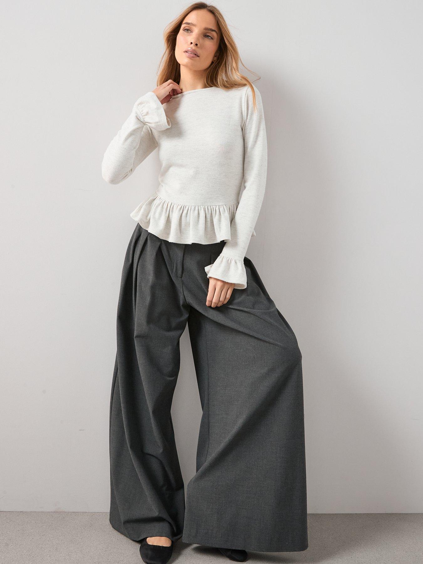 Image 3 of 6 of The Very Collection Peplum Long Sleeve Top - Oatmeal