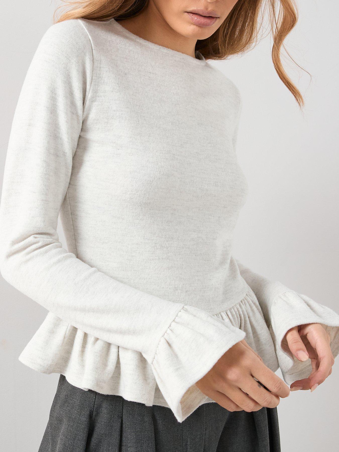 Image 4 of 6 of The Very Collection Peplum Long Sleeve Top - Oatmeal