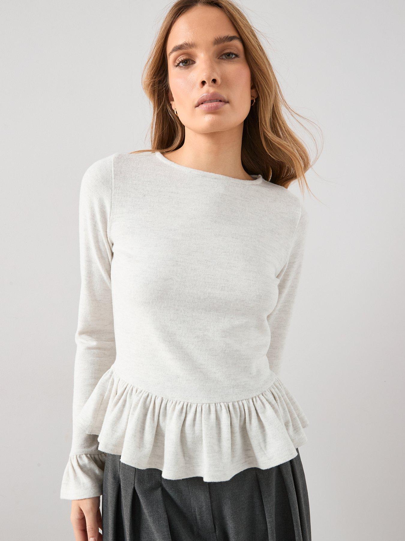 Image 5 of 6 of The Very Collection Peplum Long Sleeve Top - Oatmeal