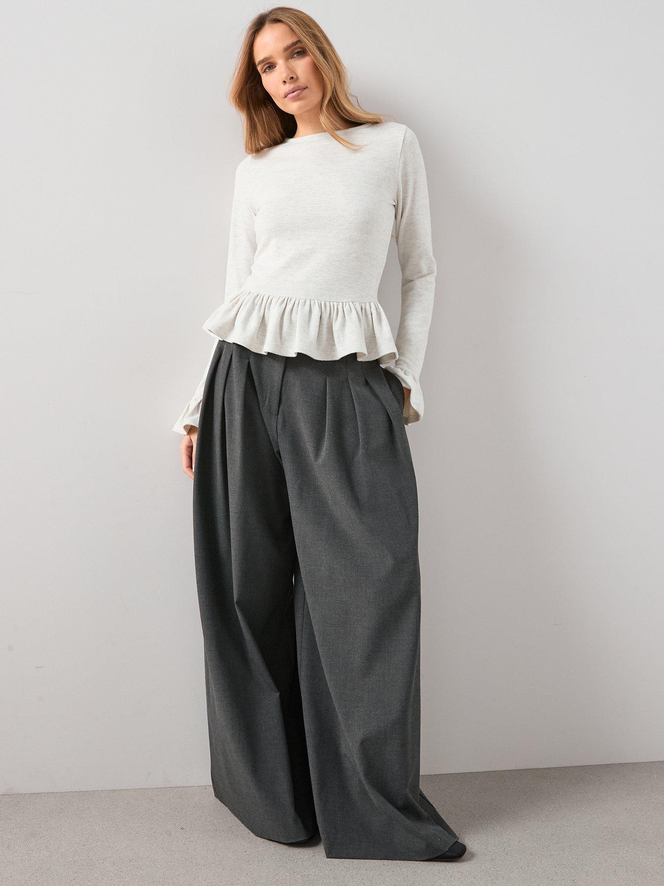 Image 6 of 6 of The Very Collection Peplum Long Sleeve Top - Oatmeal