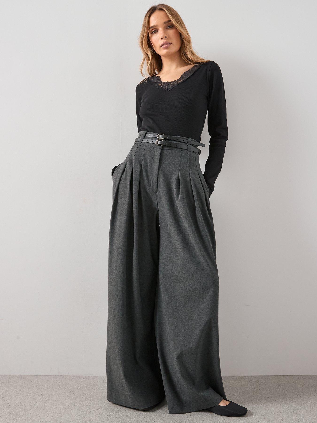 Image 6 of 6 of The Very Collection Lace Trim V Neck Top - Black