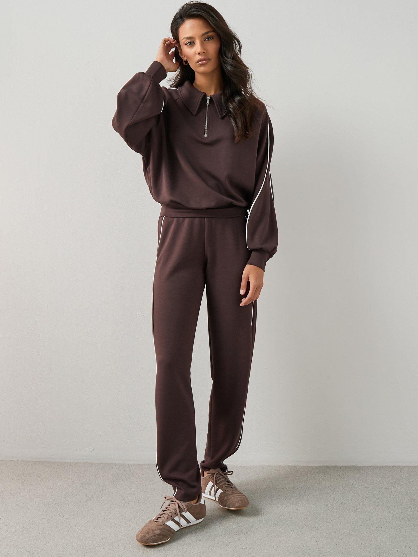 Image 3 of 7 of The Very Collection Piping Detail Jogger Co-Ord - Brown