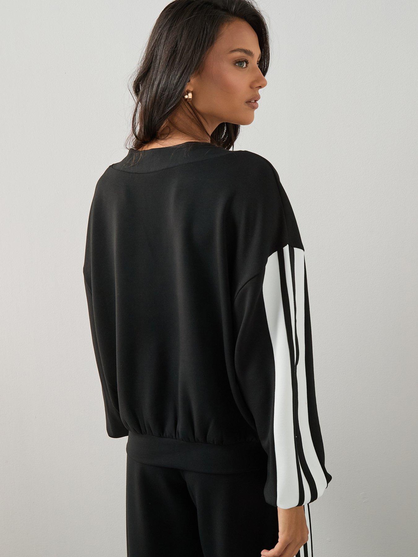Image 2 of 6 of The Very Collection V Neck Side Stripe Co-Ord Top - Black