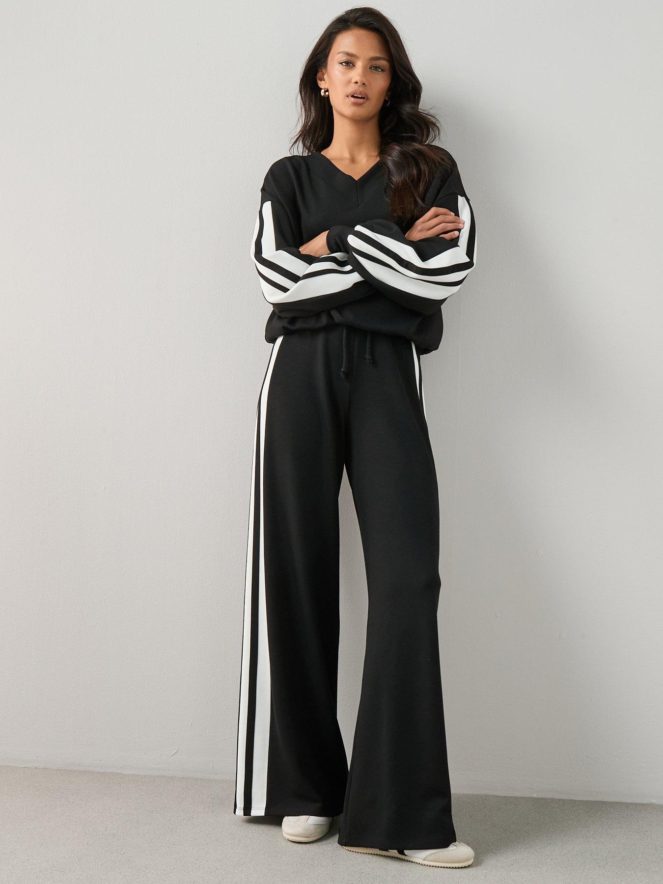 Image 3 of 6 of The Very Collection Side Stripe Wide Leg Trouser Co-Ord - Black