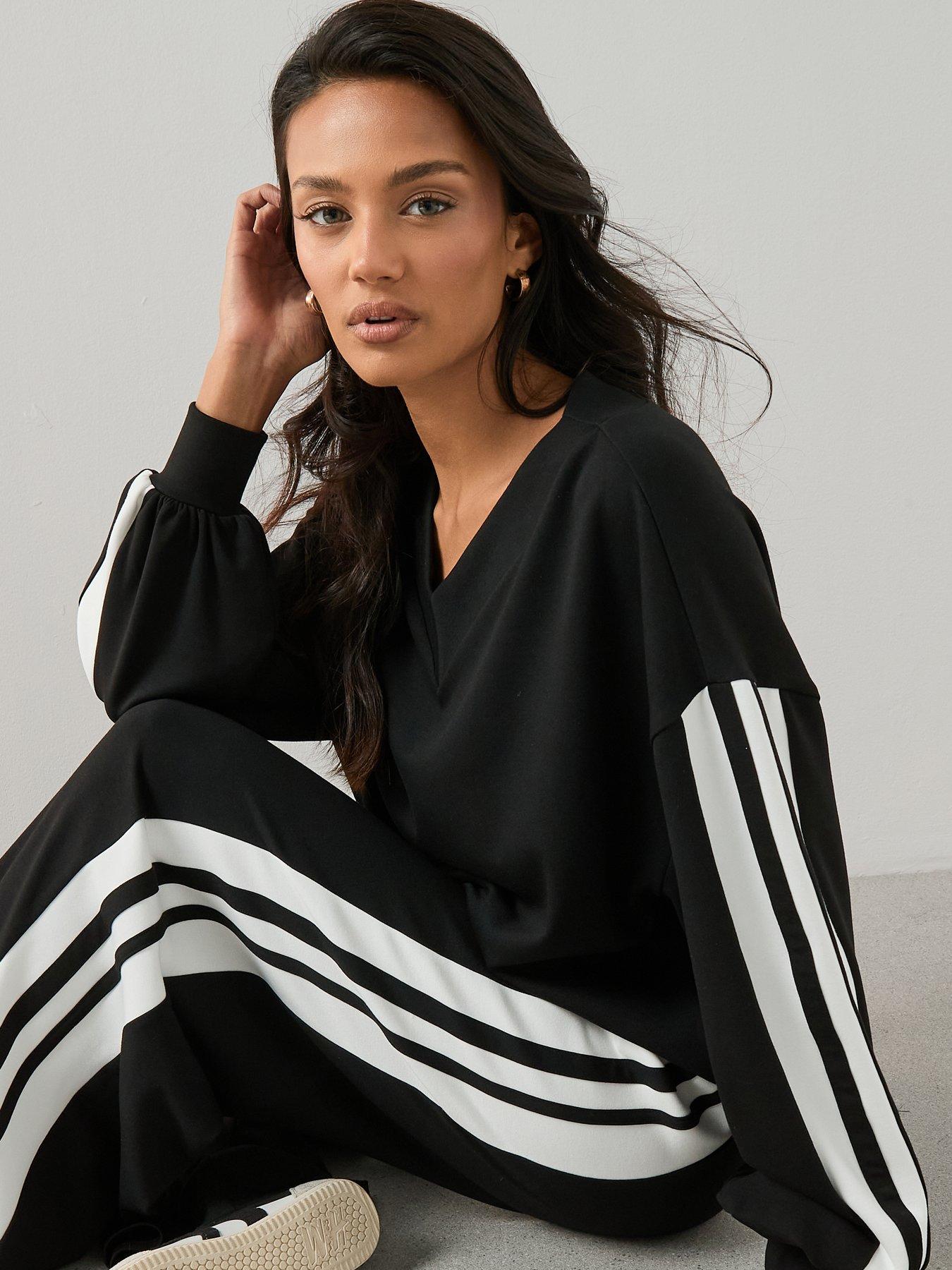 Image 5 of 6 of The Very Collection Side Stripe Wide Leg Trouser Co-Ord - Black