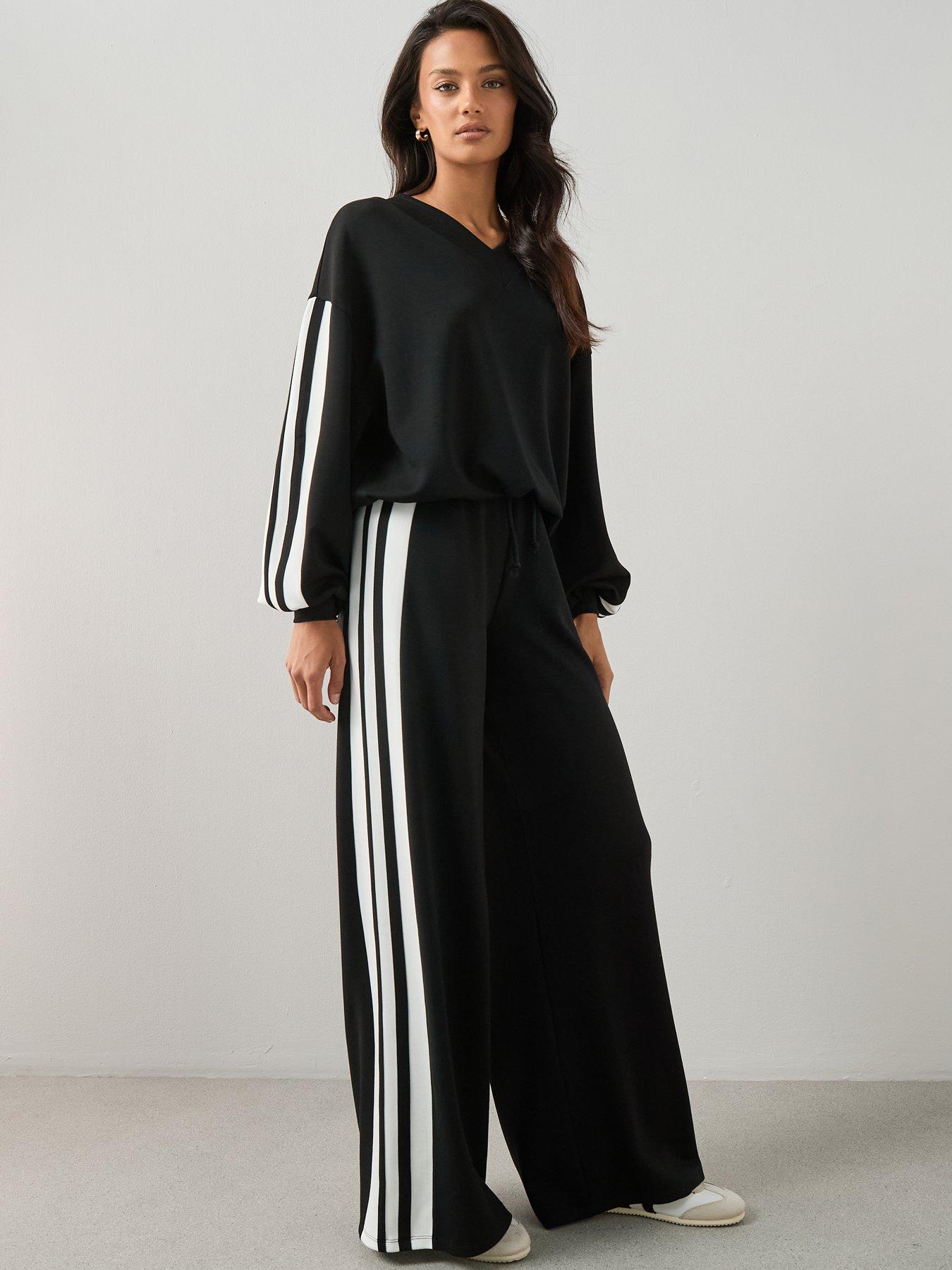 Image 6 of 6 of The Very Collection Side Stripe Wide Leg Trouser Co-Ord - Black