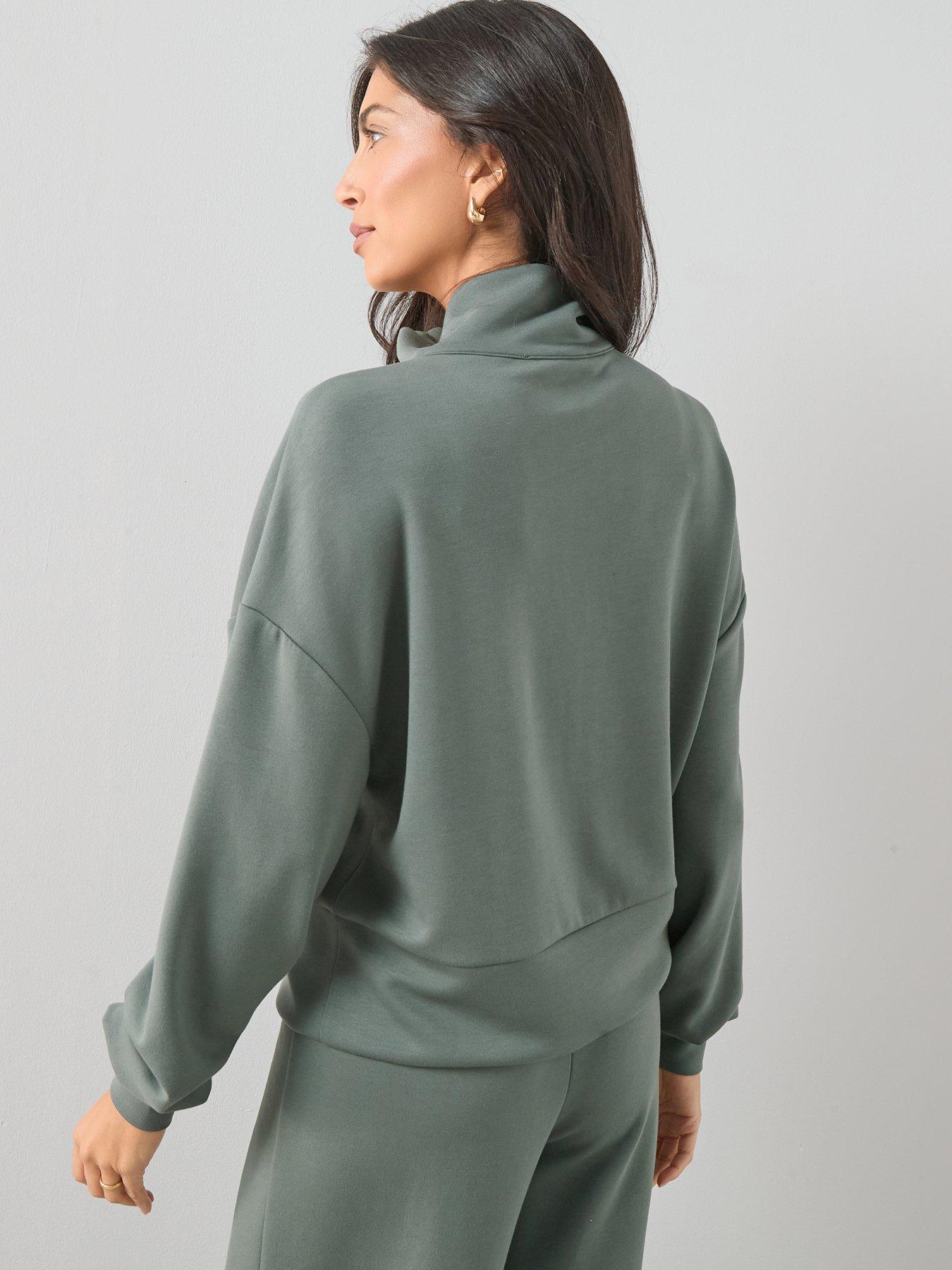 Image 2 of 6 of The Very Collection Funnel Neck Soft Touch Modal Top Co-Ord - Green