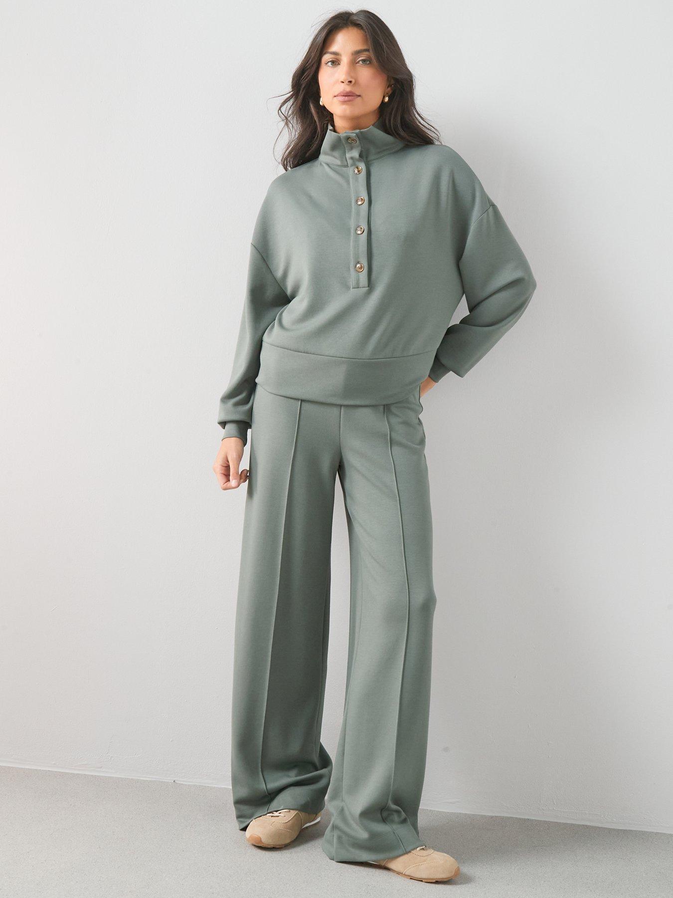 Image 3 of 6 of The Very Collection Funnel Neck Soft Touch Modal Top Co-Ord - Green