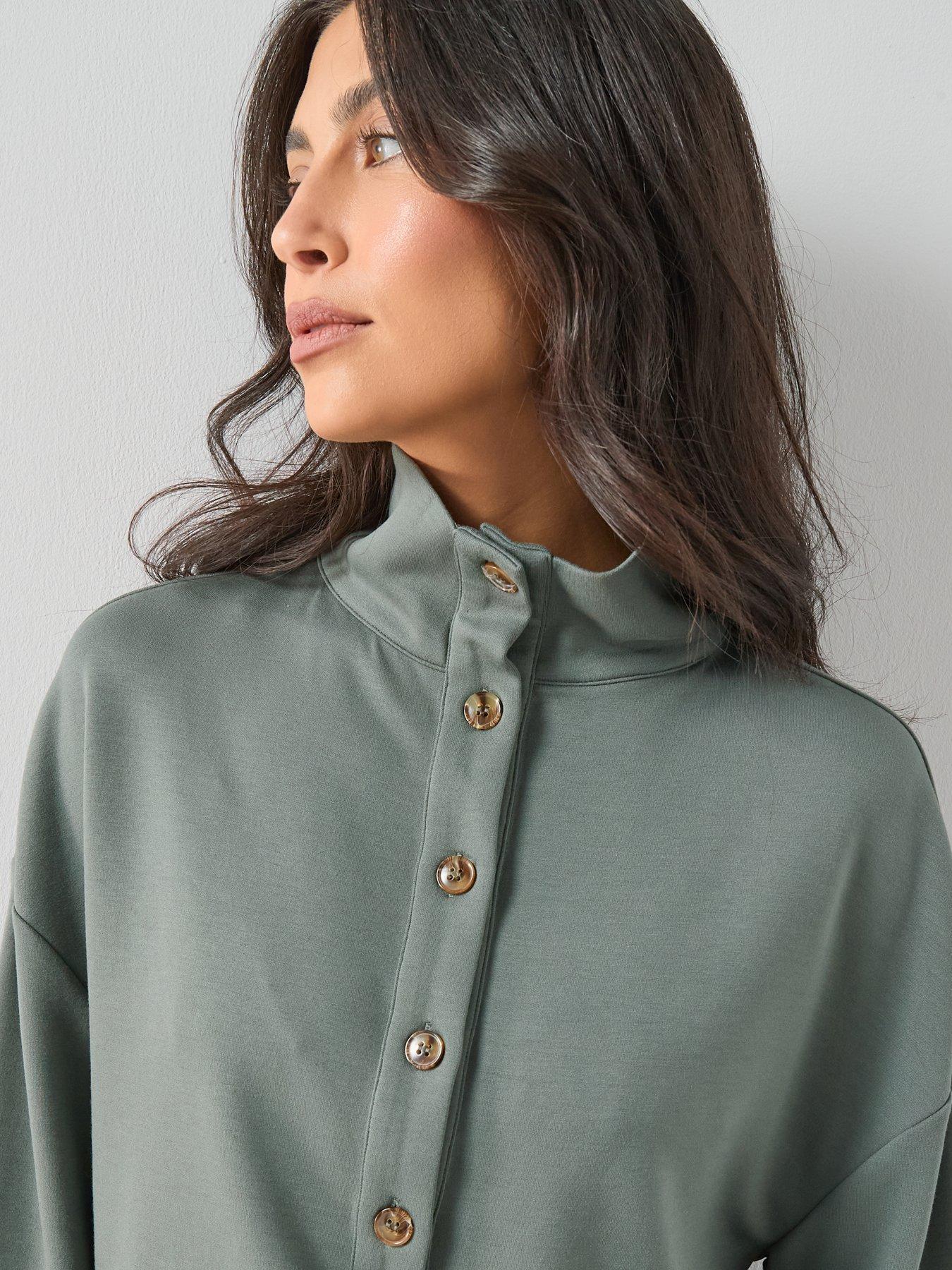 Image 4 of 6 of The Very Collection Funnel Neck Soft Touch Modal Top Co-Ord - Green