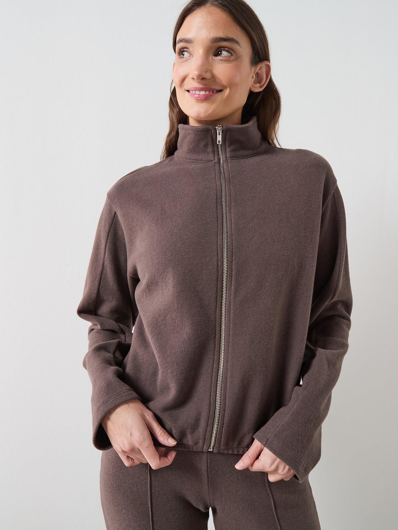 the-very-collection-zip-up-funnel-neck-jacket-brown