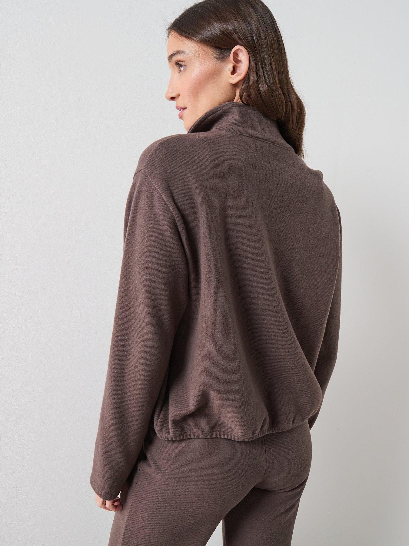 Image 2 of 7 of The Very Collection Zip Up Funnel Neck Jacket - Brown