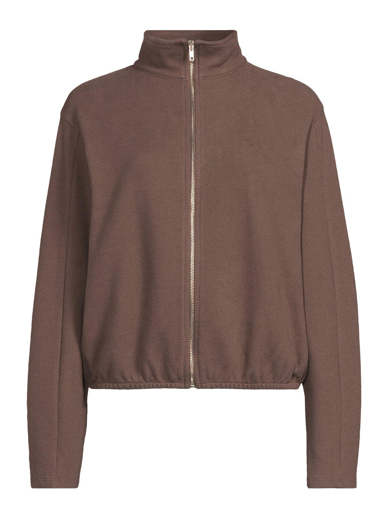 Image 7 of 7 of The Very Collection Zip Up Funnel Neck Jacket - Brown