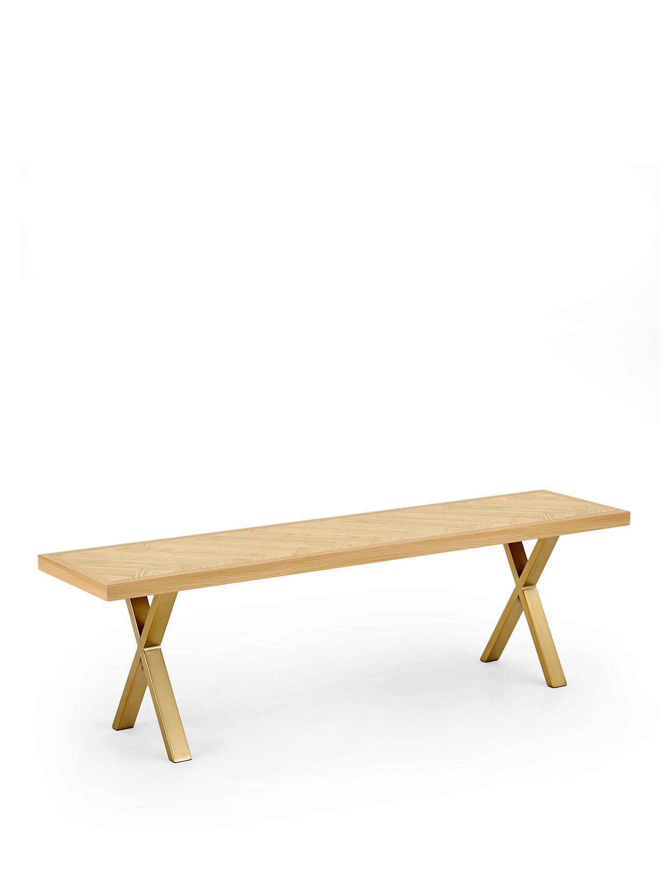 Image 2 of 6 of The Very Collection Kaia Chevron Bench With Brass Legs